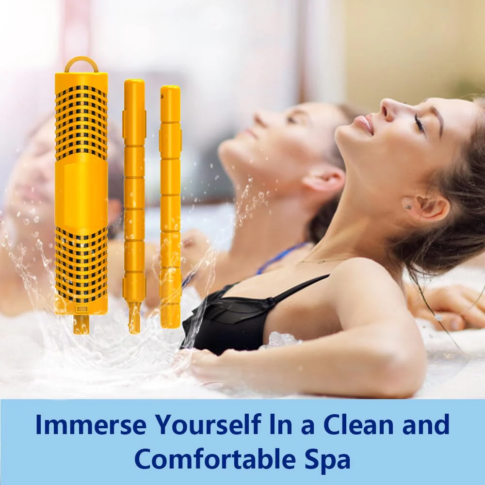 Joepoe SPA Mineral Stick, Hot Tub Stick with 4 Months Lifetime Universal for Hot Tub & Pool, Spa Mineral Cartridge Keeps Water Crystal Clear (Yellow,2-Pack) - Image 2