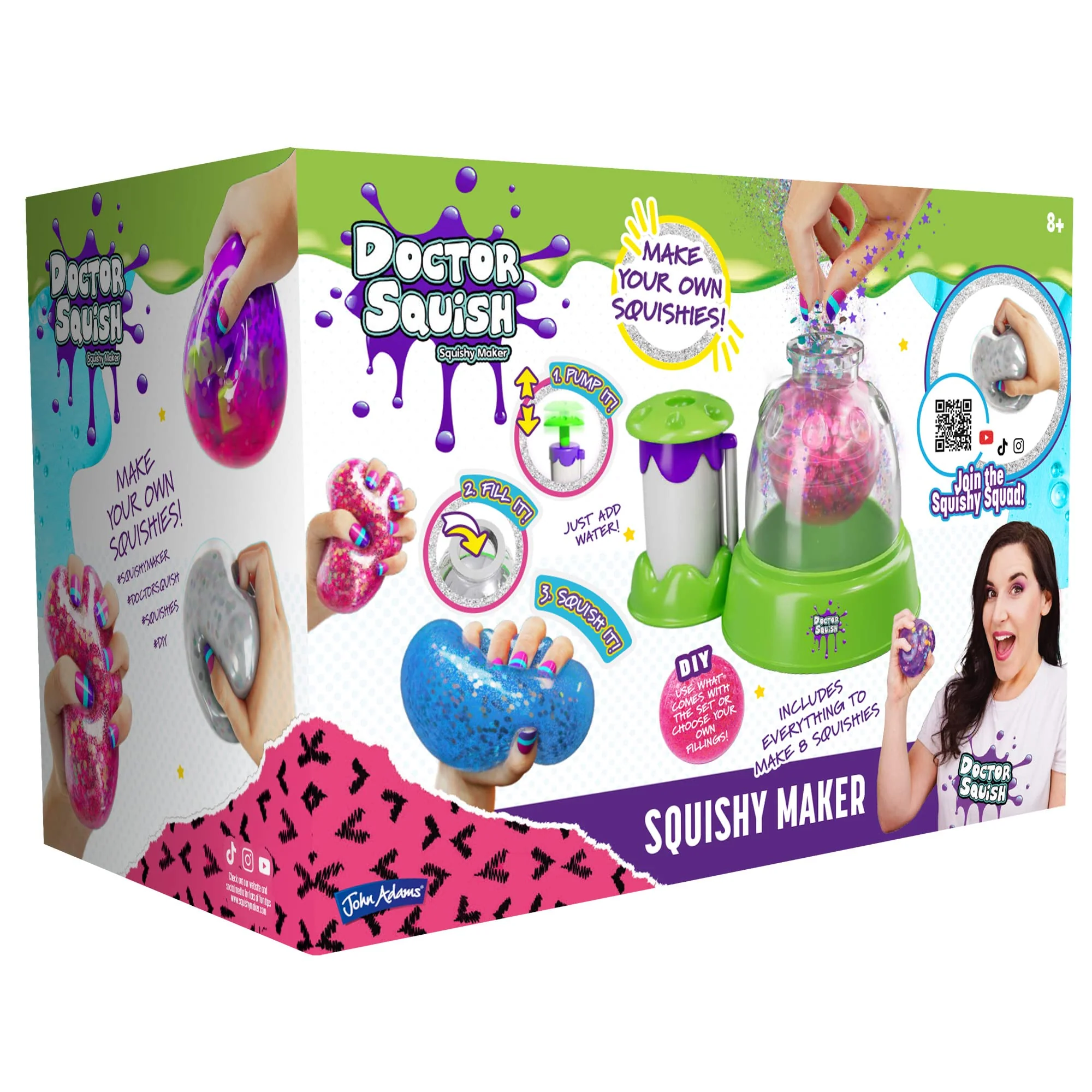 John Adams Doctor Squish Squishy Maker | Make Your Own Squishies | Social Media Sensation | Art & Craft Toy | Age 8+ | Includes Slime, Sparkles & Confetti | Gift Idea for Birthday & Christmas