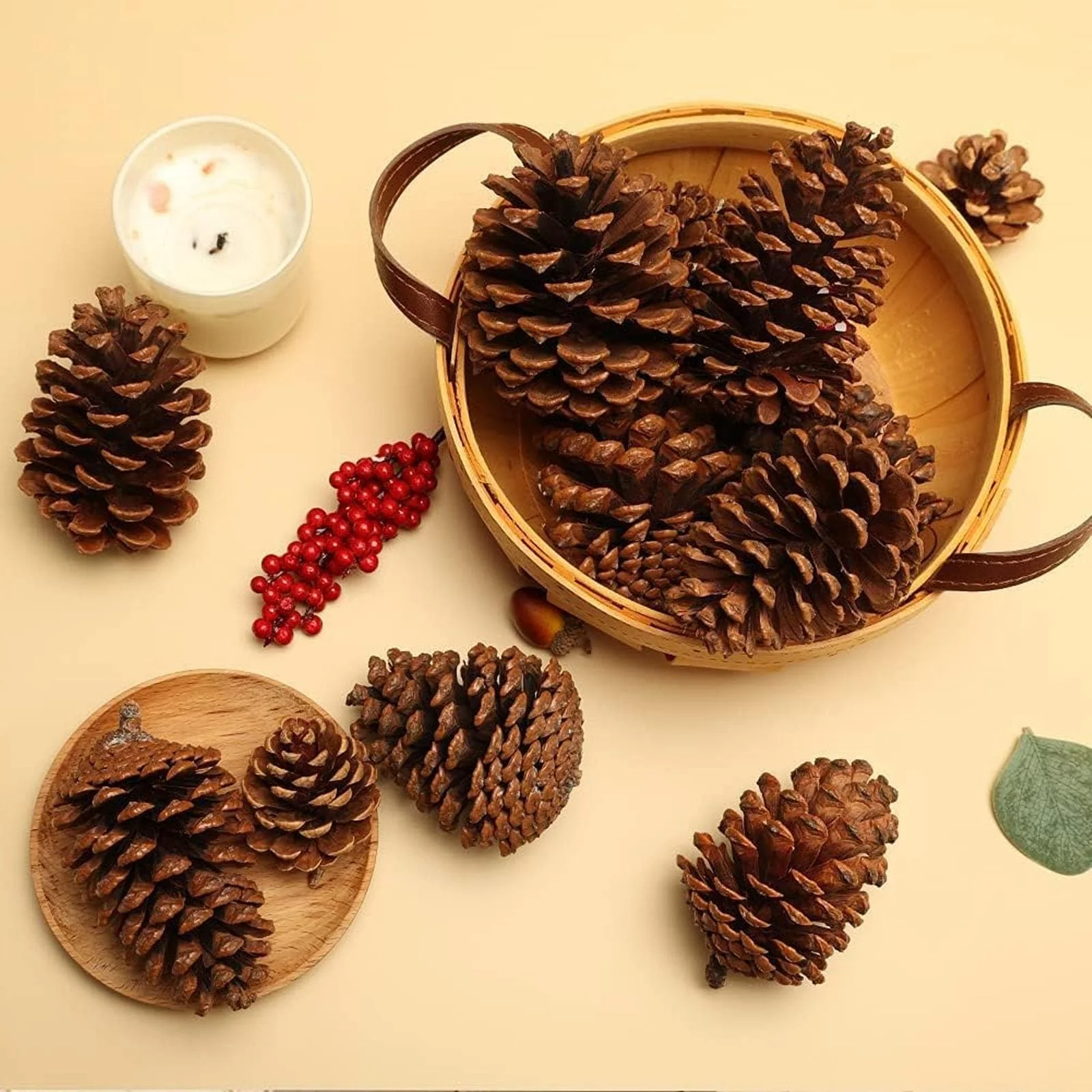 JOHOUSE 3.5-5Inch Natural Pine Cones Crafts, Natural Pinecone Ornaments Vase Fillers for Autumn and Winter Christmas Decorations - Image 5