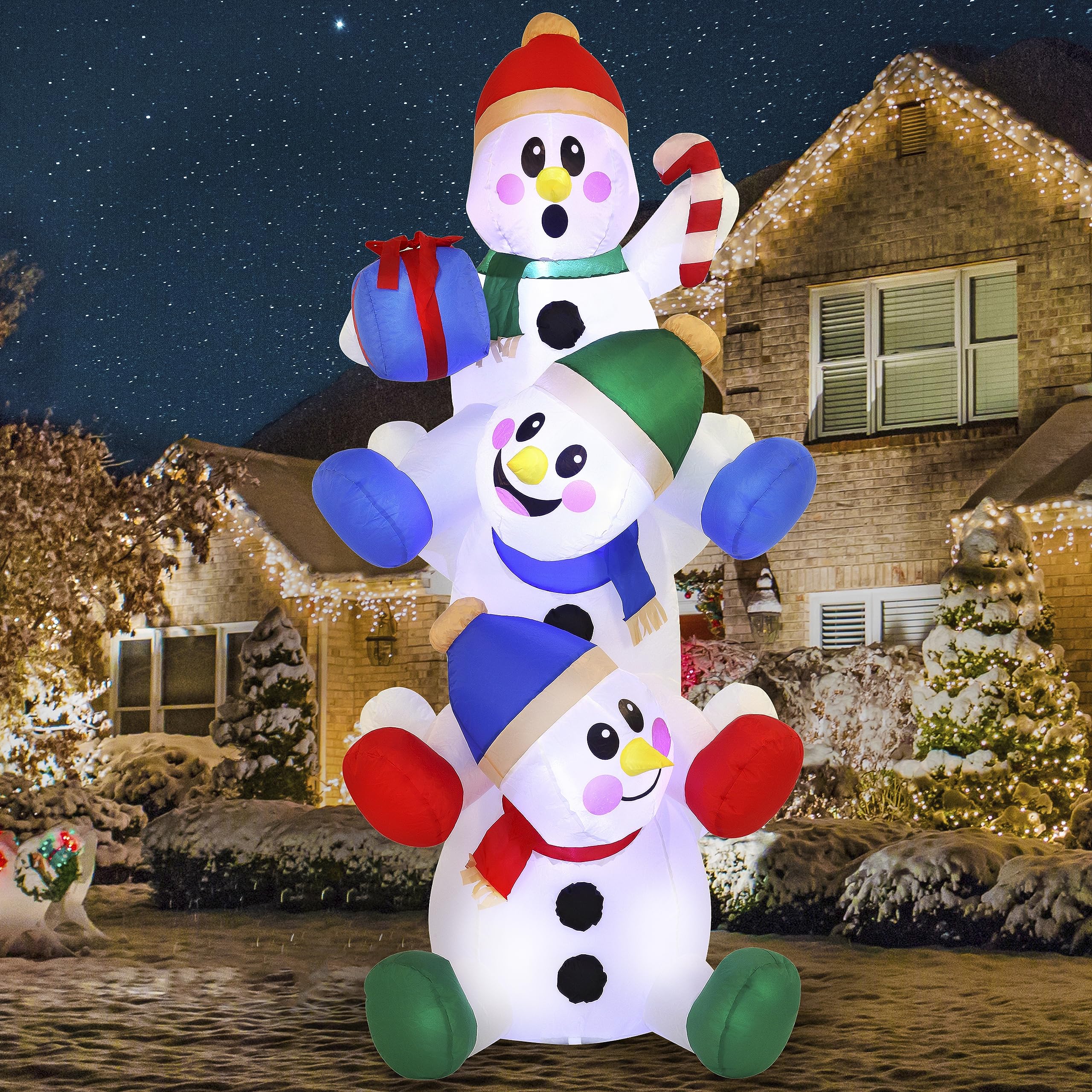 Joiedomi 6 FT Christmas Inflatable Decoration Stacked Snowman with Build-in LEDs Blow Up Inflatables for Xmas Party, Home Indoor Outdoor Christmas D��cor Yard Garden Lawn Winter Holiday Supplies D��cor