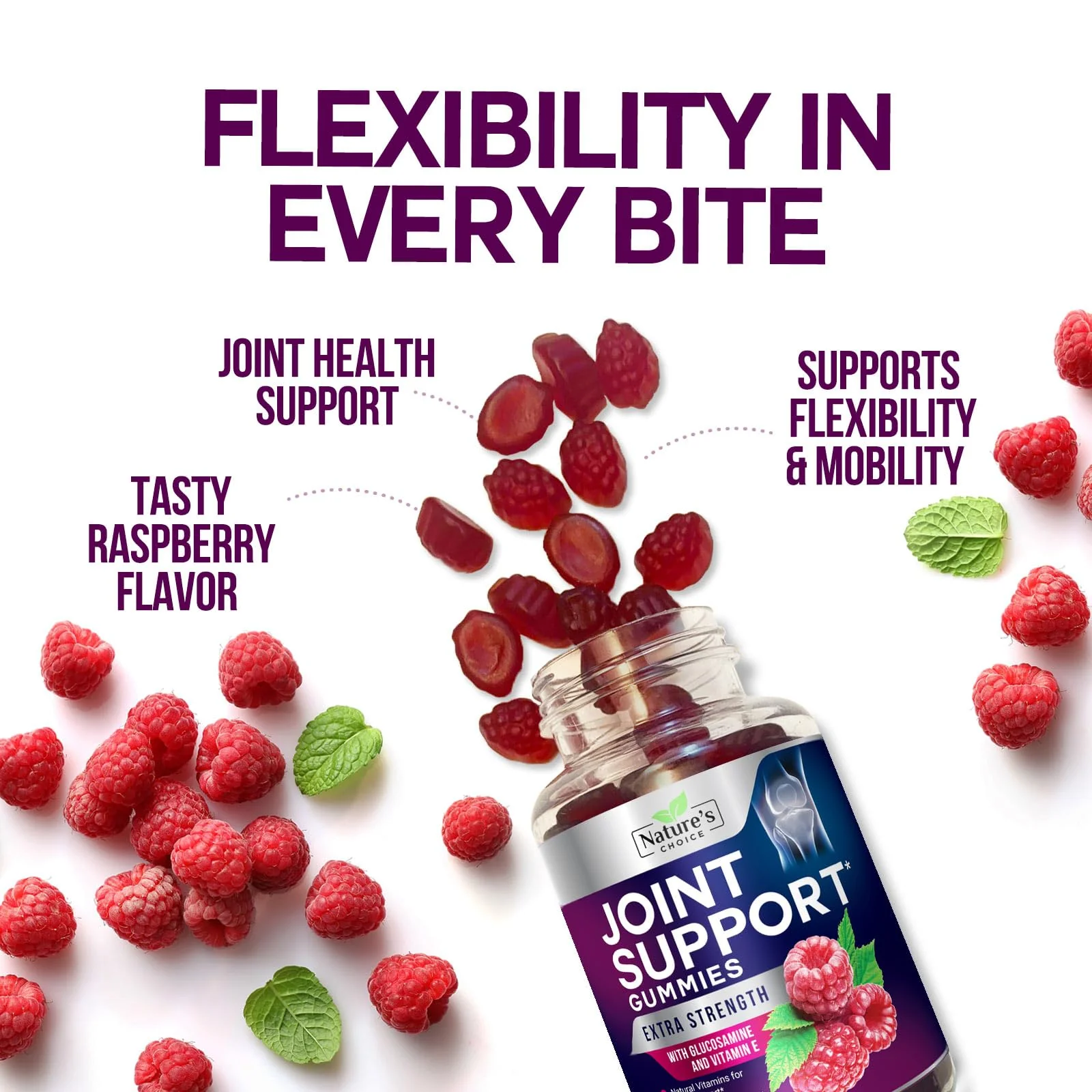 Joint Support Gummies - Extra Strength Glucosamine Gummy Supplement with Vitamin E - Natural Cartilage Joint Health & Flexibility Support, Best Support Glucosamine Chew for Men & Women - 120 Gummies - Image 5