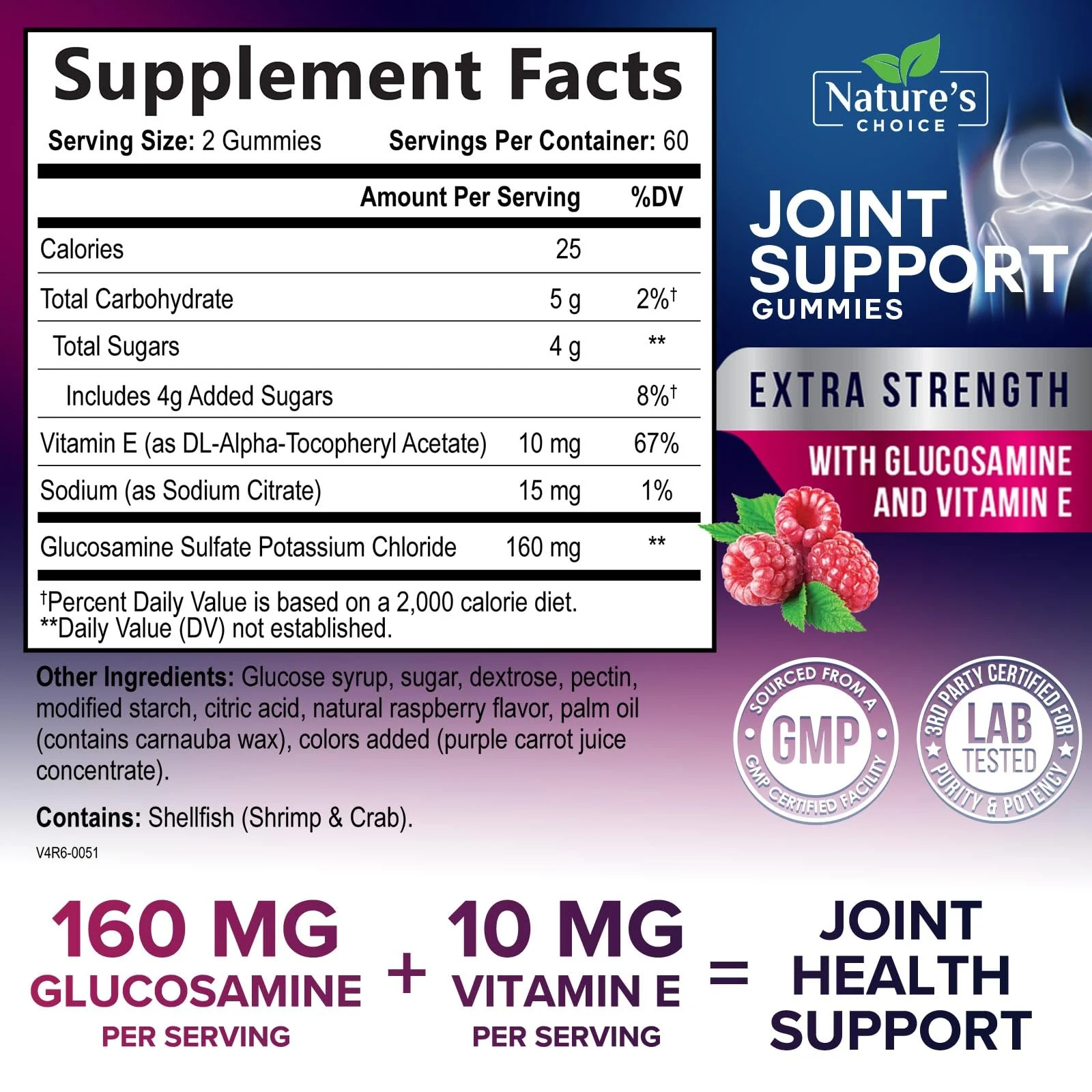 Joint Support Gummies - Extra Strength Glucosamine Gummy Supplement with Vitamin E - Natural Cartilage Joint Health & Flexibility Support, Best Support Glucosamine Chew for Men & Women - 120 Gummies - Image 9