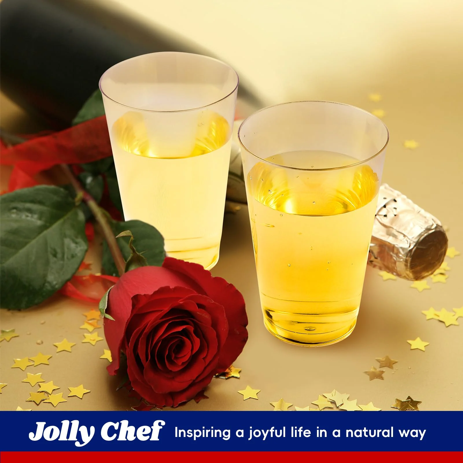 JOLLY CHEF 12 oz Clear Plastic Cups, 100 Pack Heavy-duty Party Glasses, Disposable Plastic Cups for Halloween,Thanksgiving Day, Christmas Party - Image 3