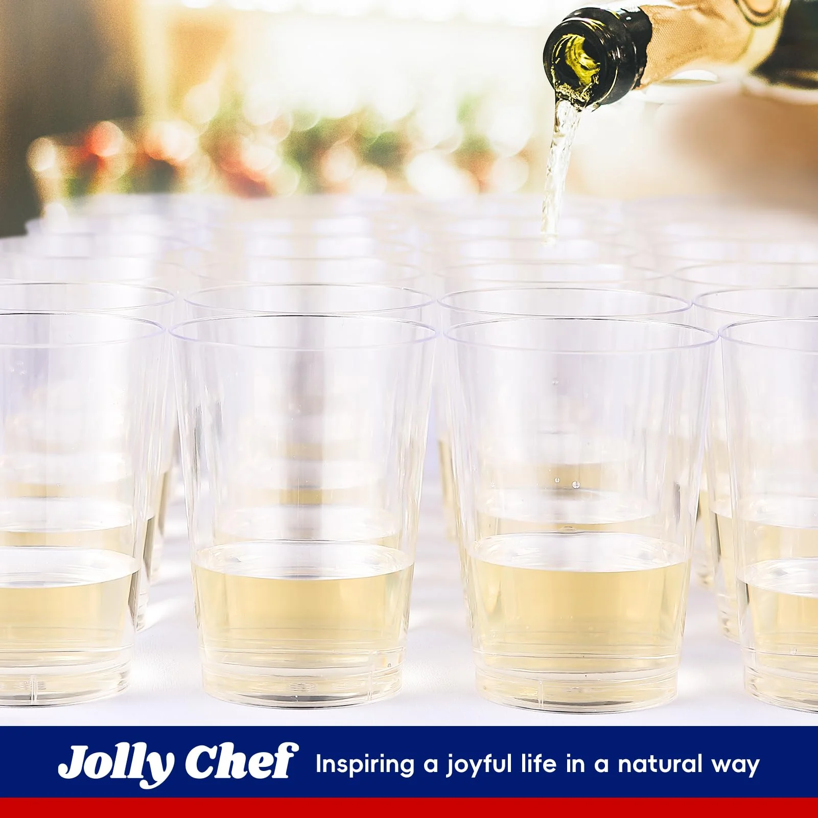 JOLLY CHEF 12 oz Clear Plastic Cups, 100 Pack Heavy-duty Party Glasses, Disposable Plastic Cups for Halloween,Thanksgiving Day, Christmas Party - Image 5
