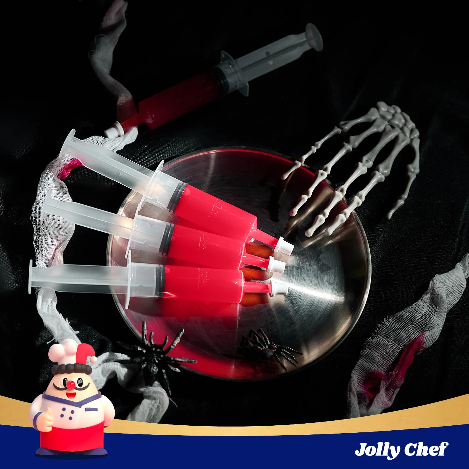 JOLLY CHEF 60 Pack Party Jelly Halloween Shot Syringes, Medium 1.5 oz Container with Lid, Perfect for Plastic Shot Glasses Thanksgiving Christmas - Image 4