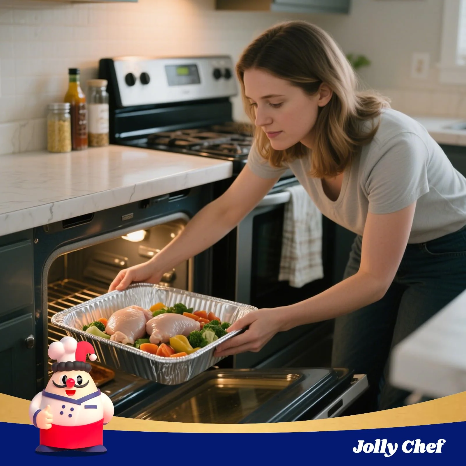 JOLLY CHEF 9x13 Aluminum Foil Pans (30 Pack) - Disposable Half Size Deep Steam Foil Pans for Roasting Turkey, Lasagna, Casseroles - Thanksgiving, Christmas, Parties, Catering - Image 6