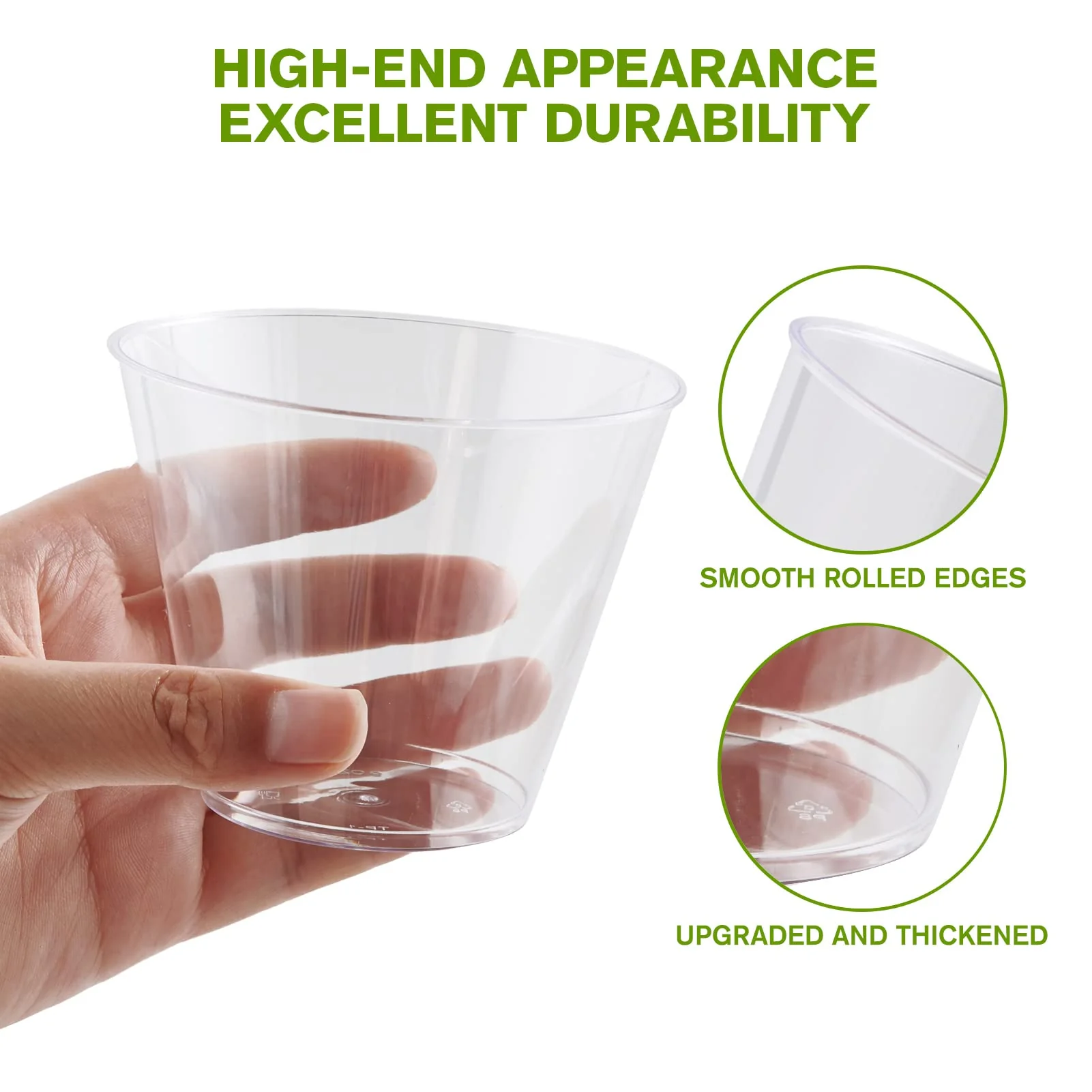 JollyPack 300 Pack Clear Plastic Cups 9 OZ Disposable Heavy-duty Drinking Cups for Christmas, Wedding, Home and Events - Image 5