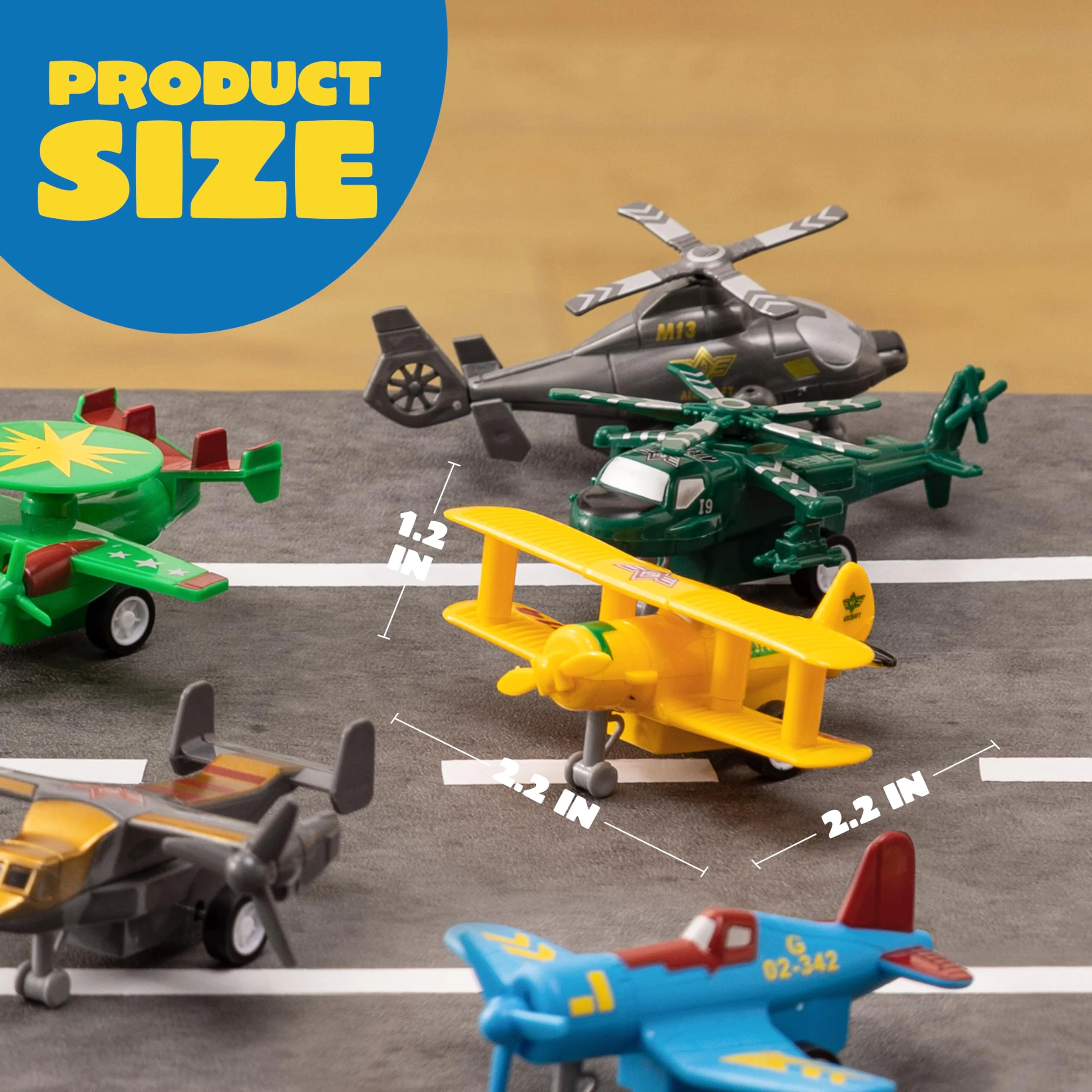 JOYIN 16 Pcs Pull Back Airplane Toys, Boys Plane Playset, Aircraft Incl Helicopter, Fighter, Bomber, Gifts for Toddler Kids 3+ Years Old, Christmas Kids Gifts, Treasure Box Toys for Classroom - Image 8