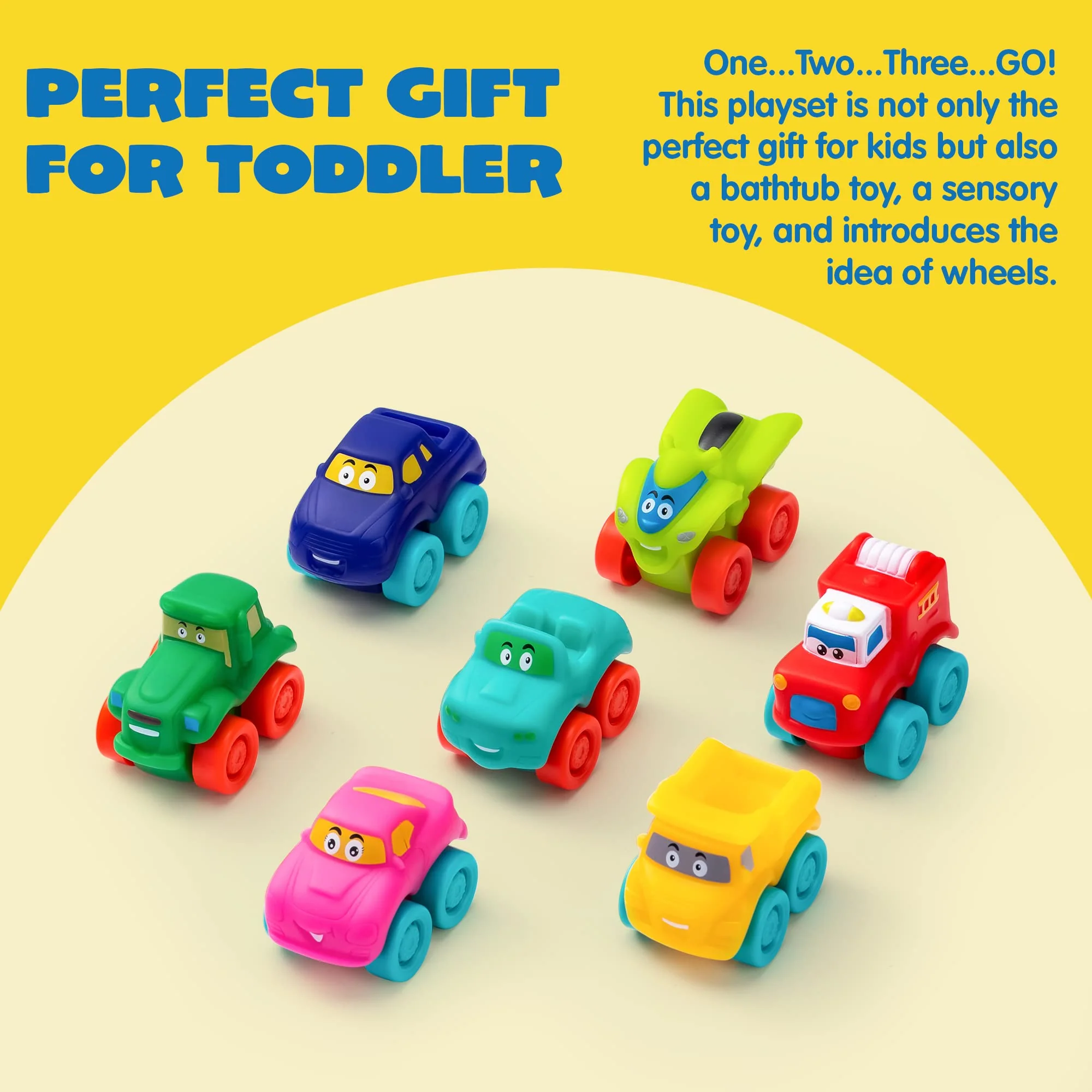 JOYIN Cartoon Cars, Soft Rubber Toy Car Set, Mini Vehicles, Bath Toy Car for Toddlers, Christmas Great Gift for Boys and Girls, Summer Beach and Pool Activity, Party Favors for Kids - Image 3