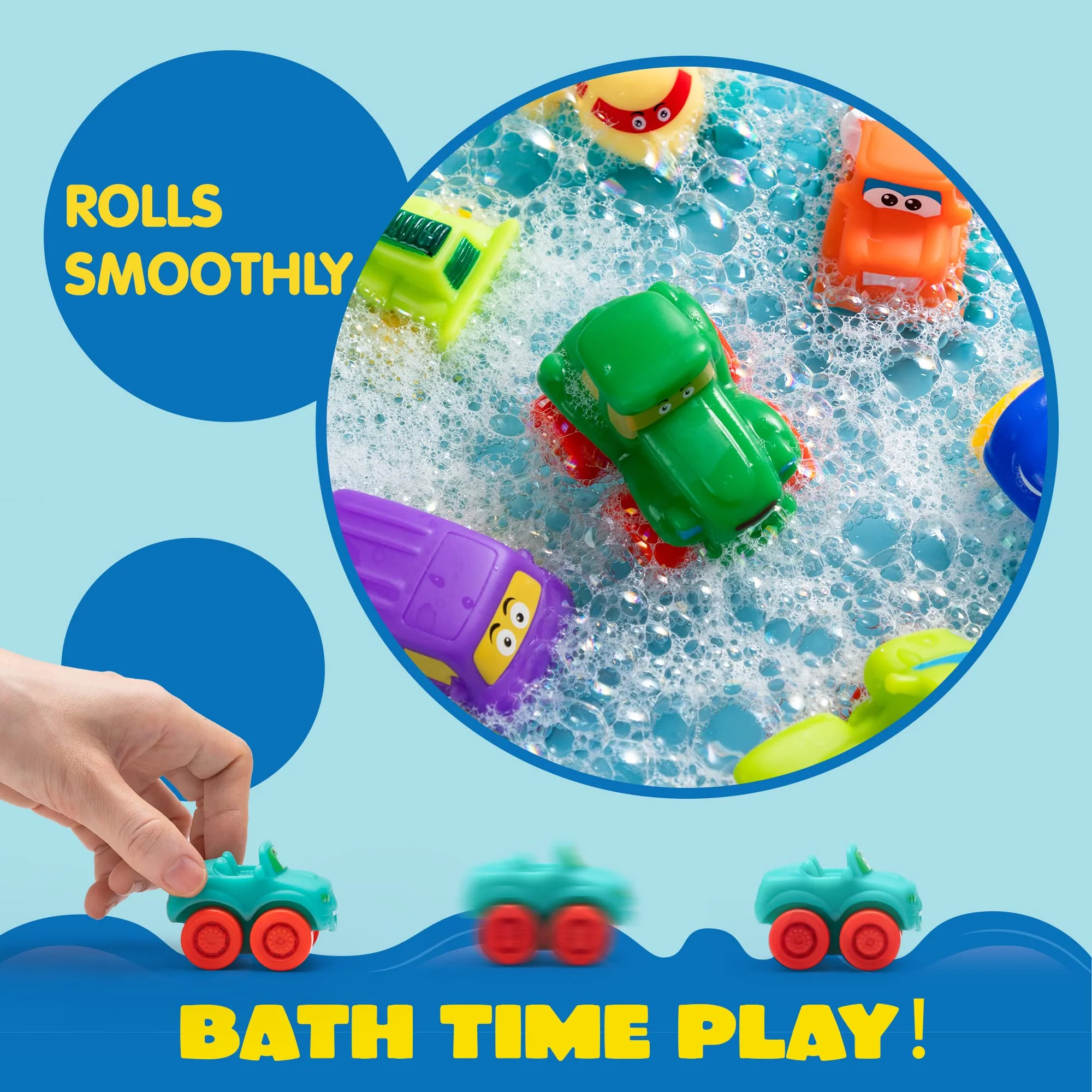 JOYIN Cartoon Cars, Soft Rubber Toy Car Set, Mini Vehicles, Bath Toy Car for Toddlers, Christmas Great Gift for Boys and Girls, Summer Beach and Pool Activity, Party Favors for Kids - Image 6