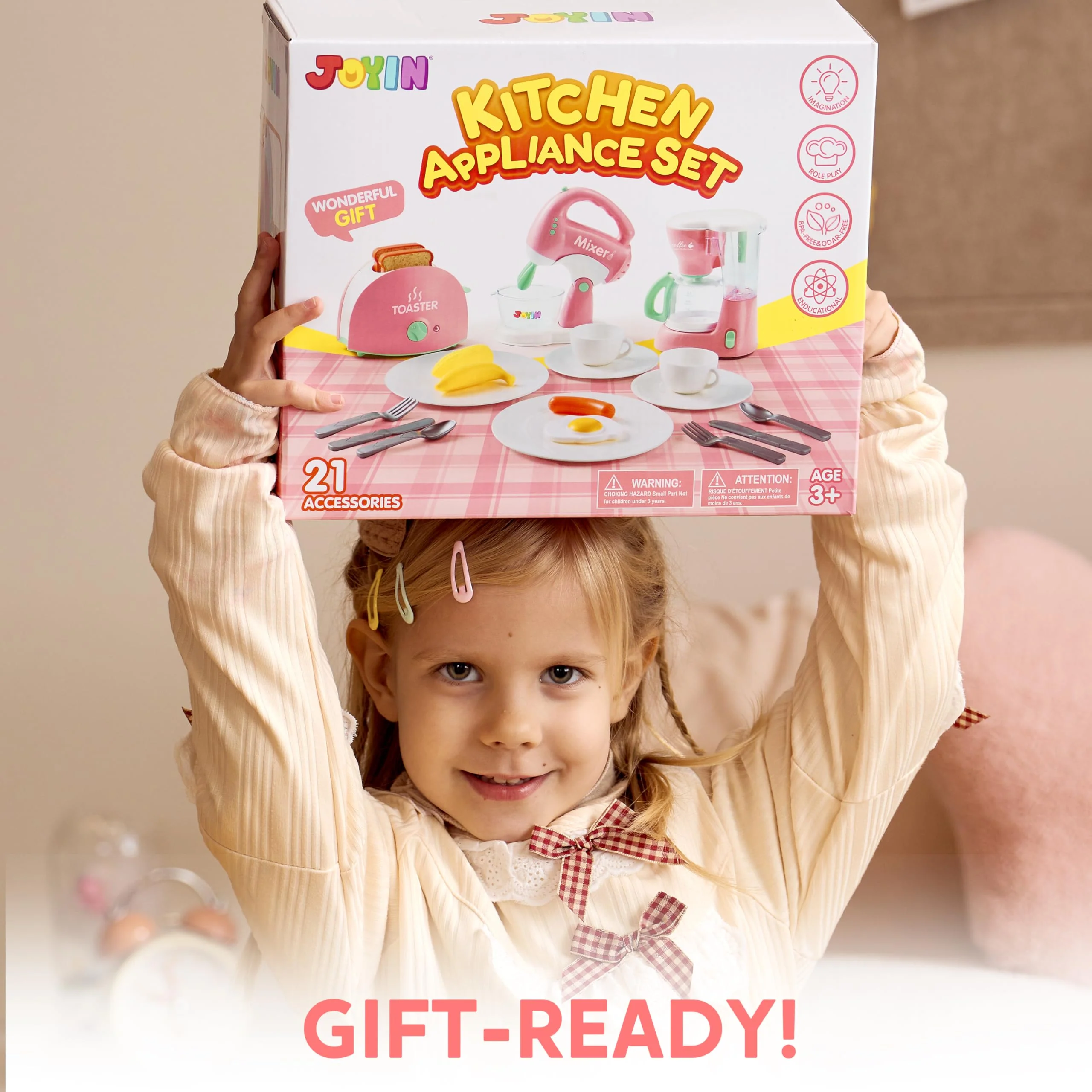Joyin Play Kitchen Toys, Pretend and Play Food Kitchen Accessories Girls Toy with Coffee Maker, Mixer, Toaster with Realistic Lights& Sounds, Birthday Gift for Kids Gifts for Christmas - Image 2