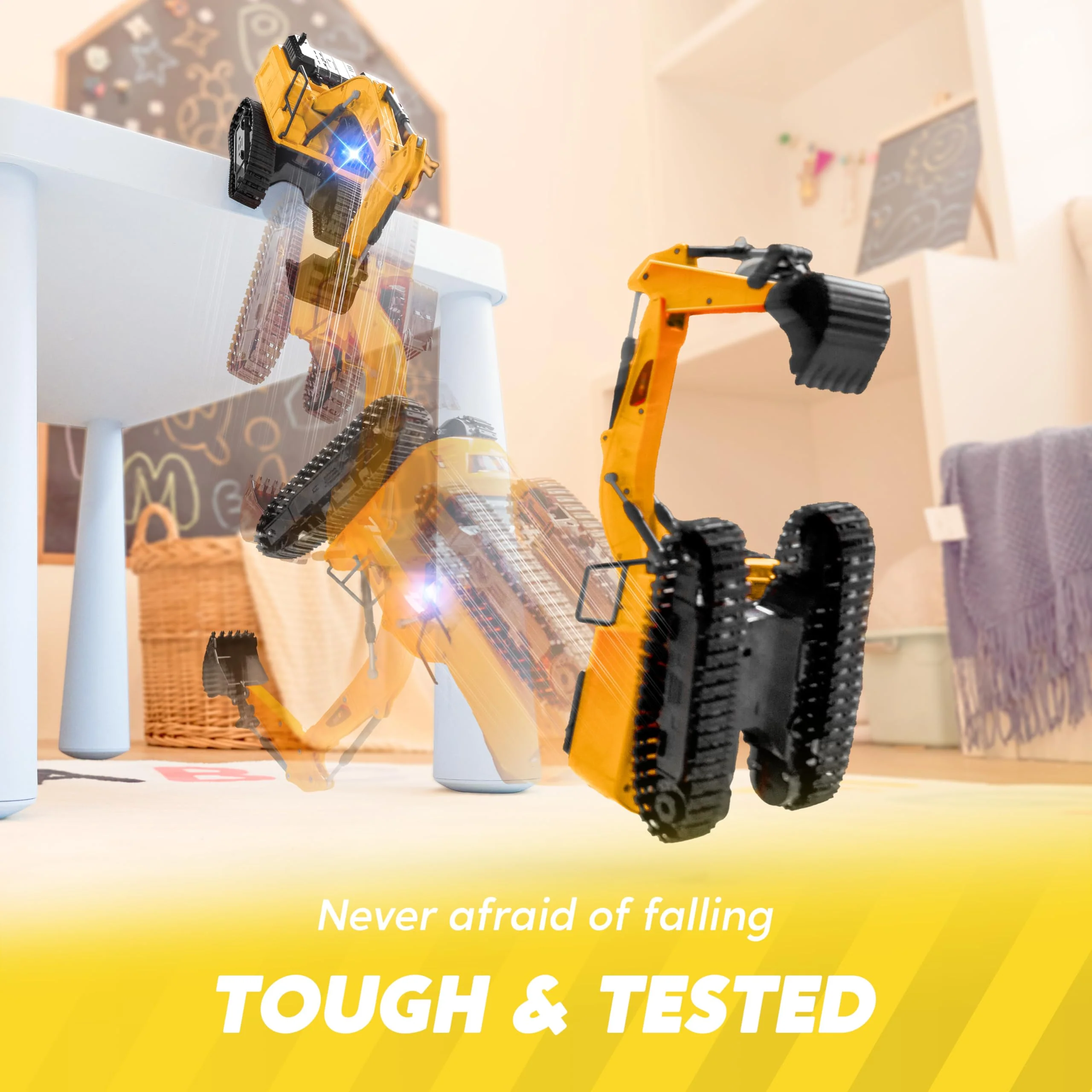 JOYIN Remote Control Excavator Toys for Boys, 2.4Ghz RC Play Excavator with Light, Construction Toys for Boys 3-5 4-7 8-12 Year Old Kids, Christmas Birthday Present - Image 3