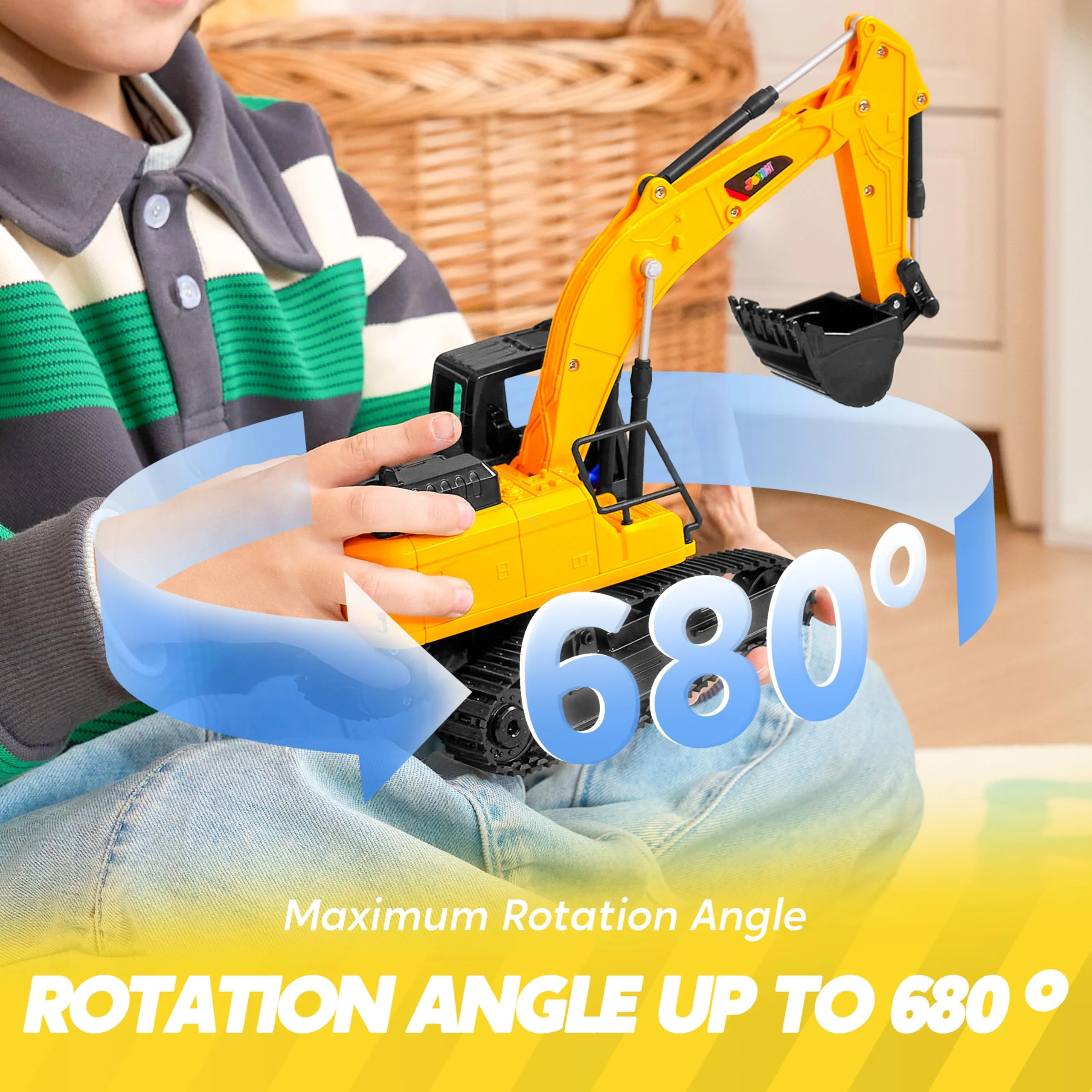 JOYIN Remote Control Excavator Toys for Boys, 2.4Ghz RC Play Excavator with Light, Construction Toys for Boys 3-5 4-7 8-12 Year Old Kids, Christmas Birthday Present - Image 4