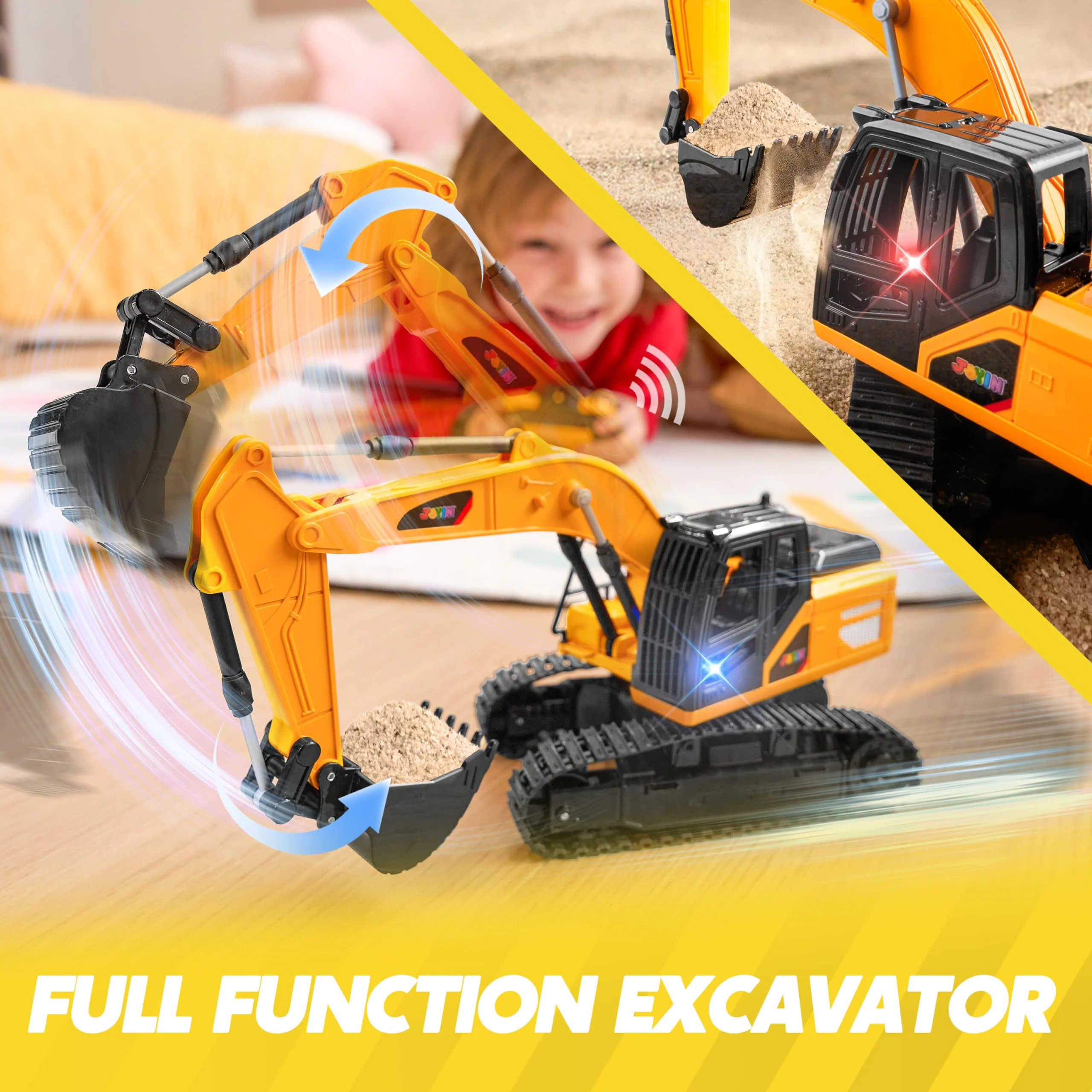 JOYIN Remote Control Excavator Toys for Boys, 2.4Ghz RC Play Excavator with Light, Construction Toys for Boys 3-5 4-7 8-12 Year Old Kids, Christmas Birthday Present - Image 7