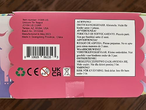 JOYIN Unicorn Tea Party Set for Little Girls, Pretend Pink Tin Teapot Set, Princess Tea Time Play Kitchen Toy with Teapot, Cup, Plate, Carrying Case for Kids Toddlers Age 3 4 5 6, Gift for Christmas - Image 3