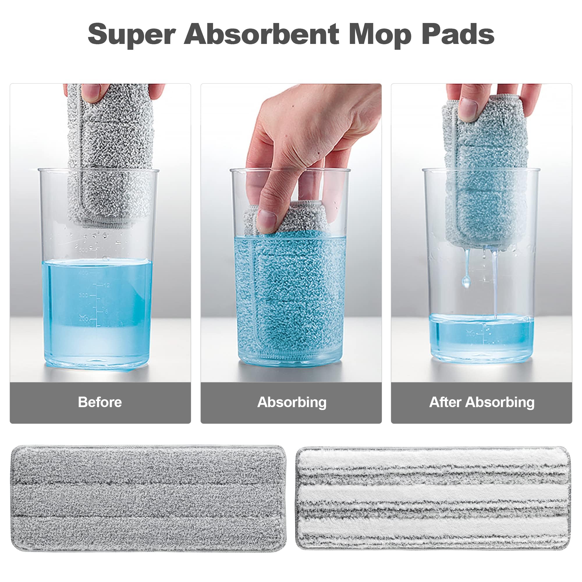 JOYMOOP Mop Replacement Pads, 4-Pack 13" × 4.9" Microfiber Flat Mop Refills, Dual Grey & Stripe Pads for Wet & Dry Cleaning, Fits JOYMOOP Mop Head Refills, Machine Washable, Durable, Scratch-Free - Image 4