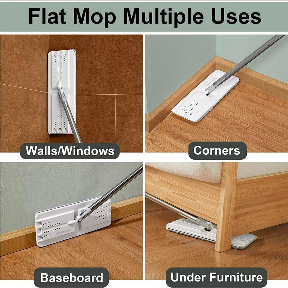 JOYMOOP Mop Replacement Pads, 4-Pack 13" × 4.9" Microfiber Flat Mop Refills, Dual Grey & Stripe Pads for Wet & Dry Cleaning, Fits JOYMOOP Mop Head Refills, Machine Washable, Durable, Scratch-Free - Image 5