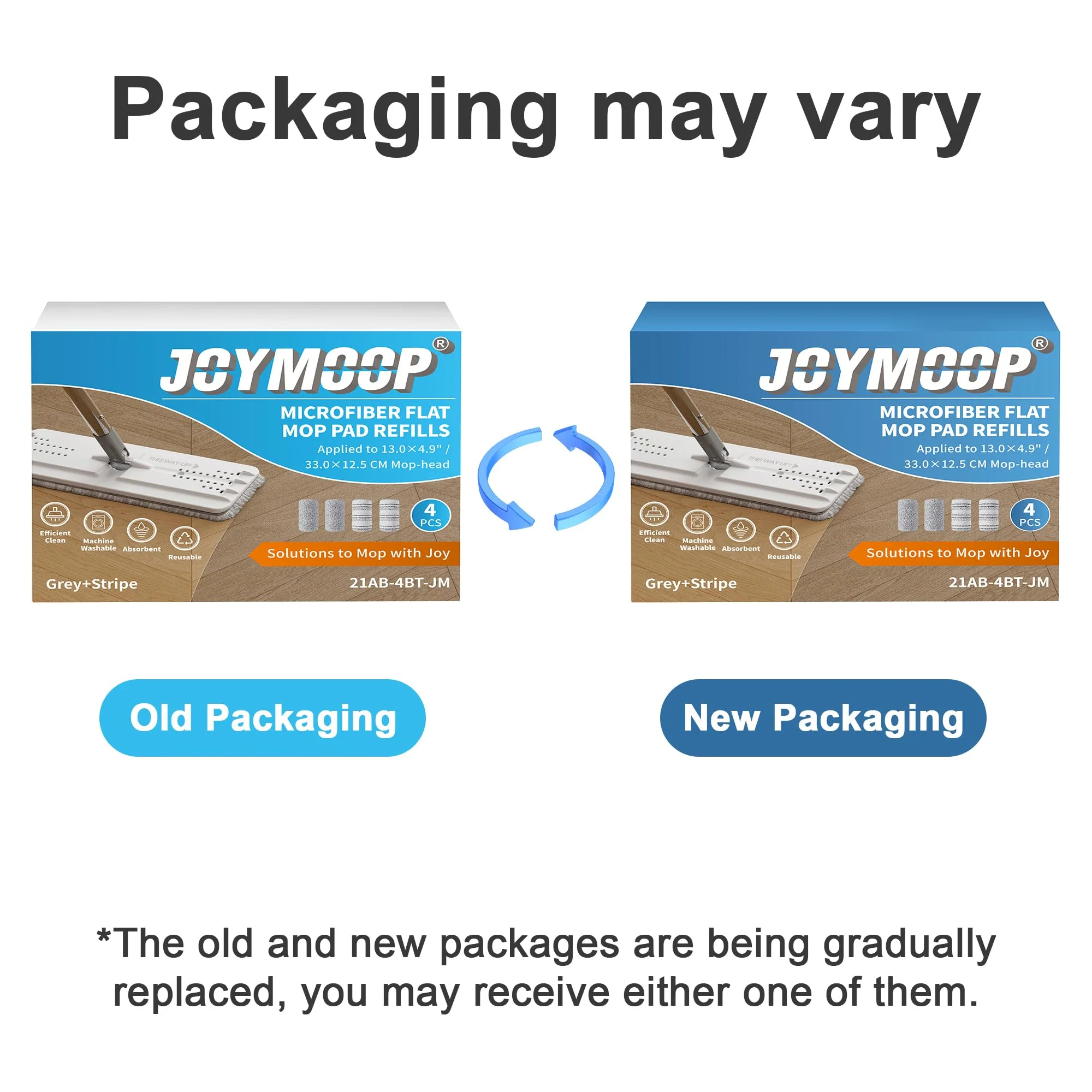 JOYMOOP Mop Replacement Pads, 4-Pack 13" × 4.9" Microfiber Flat Mop Refills, Dual Grey & Stripe Pads for Wet & Dry Cleaning, Fits JOYMOOP Mop Head Refills, Machine Washable, Durable, Scratch-Free - Image 8