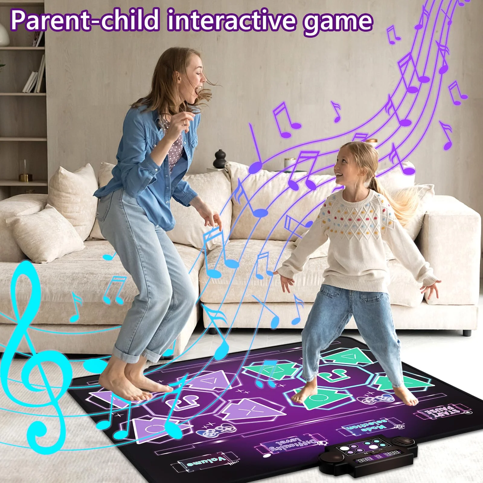 Joyvalley Kids Dance Mat Toys - 2-Player Dance Pad Gifts for Girls Boys Toddlers 3 4 5 6 7 8 9 + Year Old Electronic Dancing Mat Floor Games Toy with Music Light Christmas Birthday Gift (Purple) - Image 3