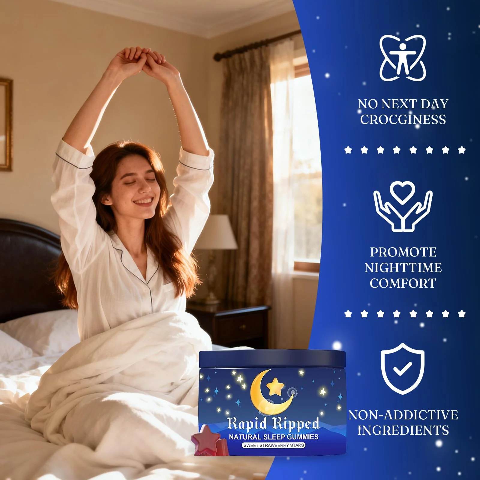 JRR LyraSleep Natural Sleep Aid Gummies - Fall Asleep Quickly and Gently in 30 Minutes- Effective Melatonin 6 mg Sleep+ Gummies for Adults a Restful Night's Sleep -60 Count (1pc) - Image 5