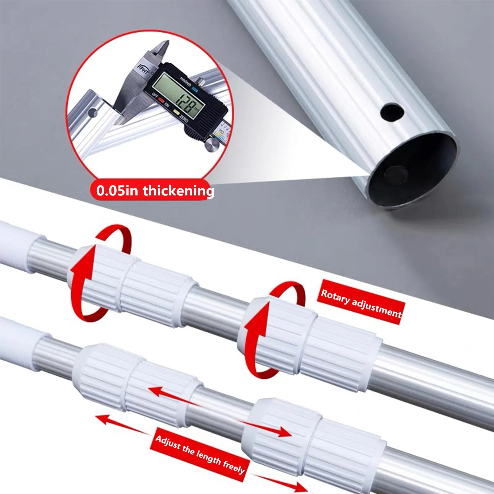 JSPJSP Pool Pole- Professional 9-Foot Telescopic Pool Cleaning Rod,Pool Rod Adjustable Telescopic Rod, Used for Cleaning Nets, Brushes, Vacuum Heads (9-feet) - Image 3