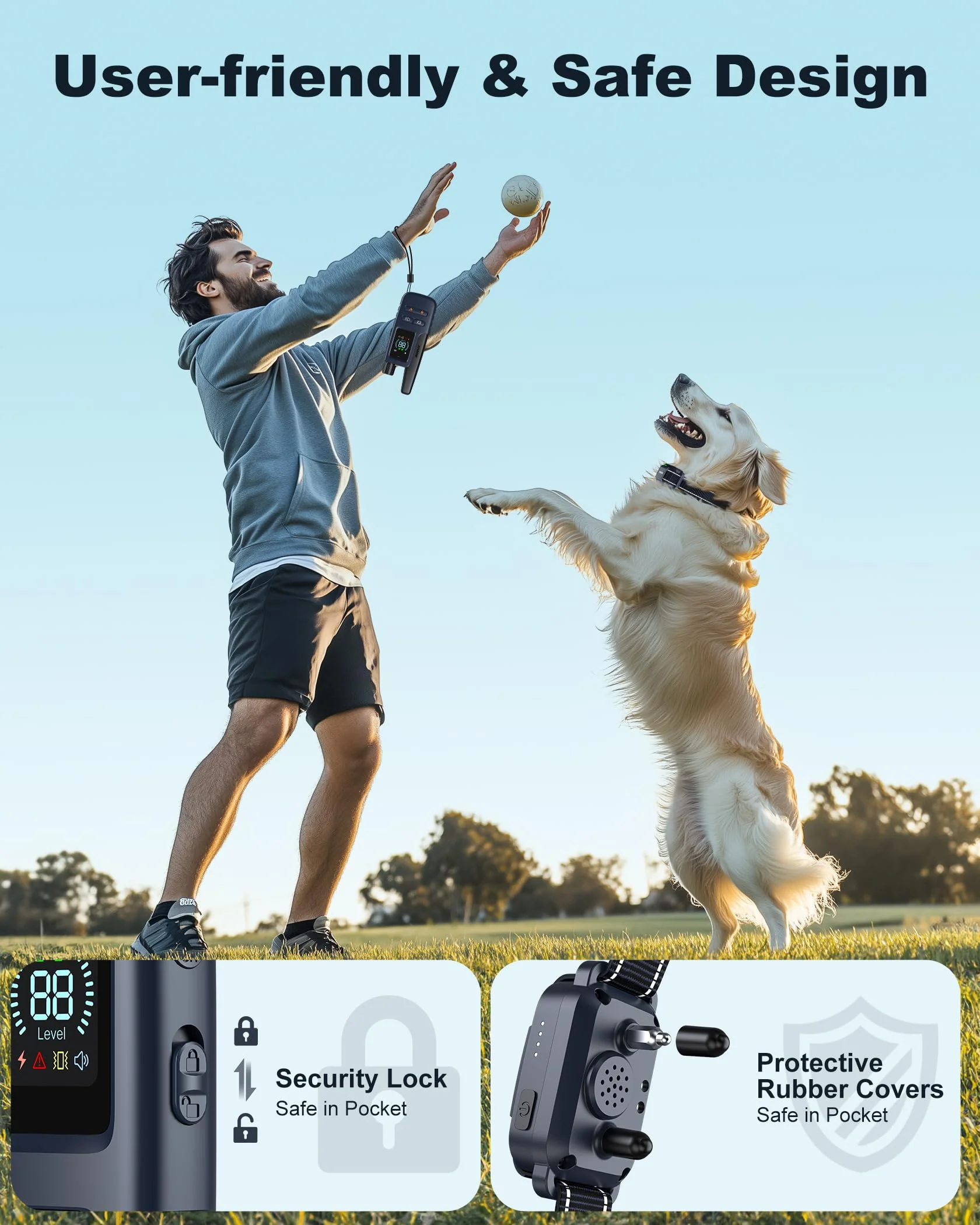 Jugbow Dog Shock Collar - 4200FT Dog Training Collar with Remote Innovative IPX7 Waterproof with 4 Training Modes, Rechargeable E-Collar for All Breeds - Image 5