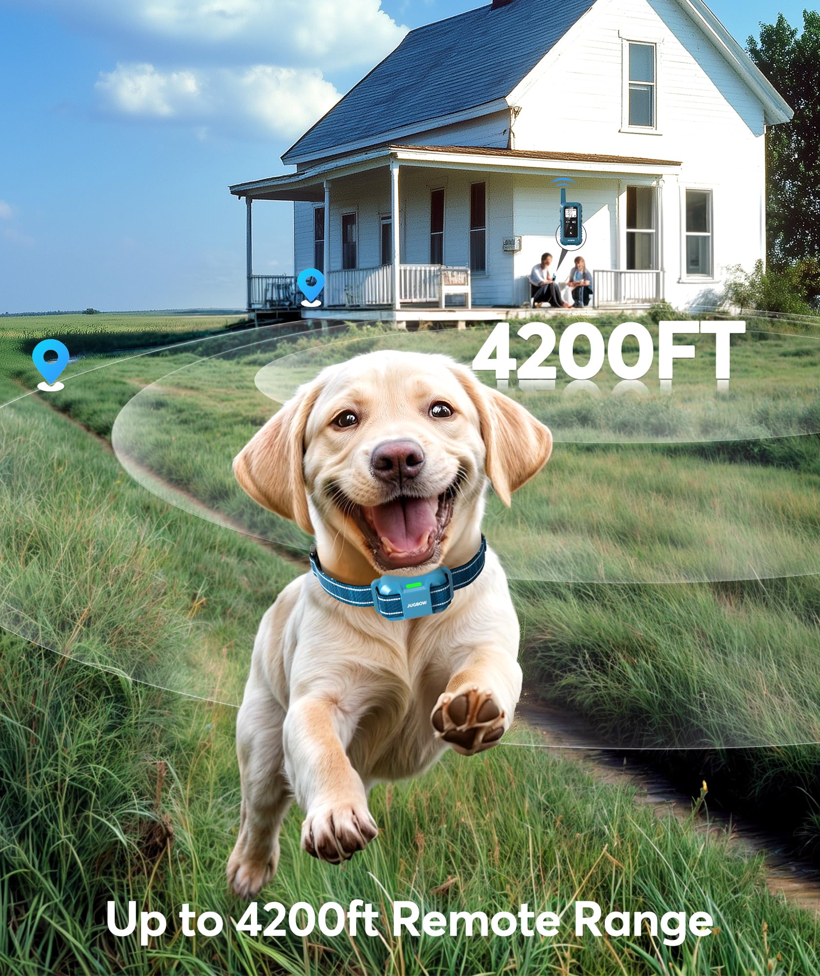 Jugbow Dog Shock Collar - 4200FT Dog Training Collars with Remote, IPX8 Waterproof E-Collar with 4 Training Modes, Security Lock, Rechargeable ShockCollar for Dogs 5-120lbs - Image 4