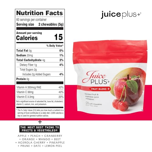 Juice Plus+ Fruit Blend Soft Chews (Chewables) - Boost Your Nutrition with 11 Fruits & Plant Ingredients - Vegan Gummy for Kids & Adults - Vitamins, Whole Food Nutrition - 120 Chewables - Image 2