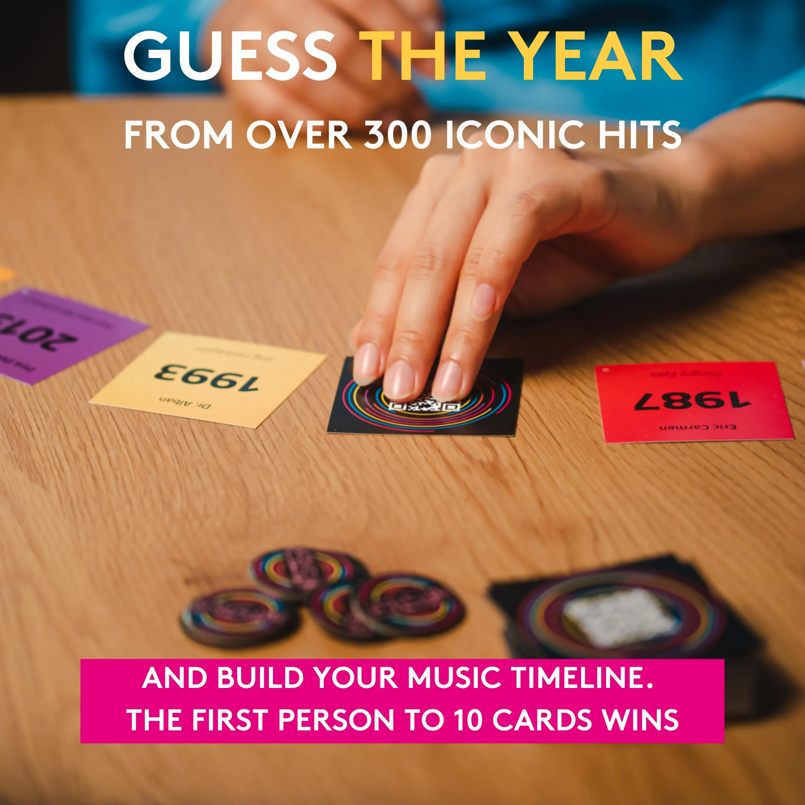 Jumbo Hitster - The Music Party Board Game, Card Game, Funny Music Quiz Game, 2-10 Players - 300 Plus Iconic Hits - Ideal for Game Nights for Adults and Families (US Edition) - Image 2