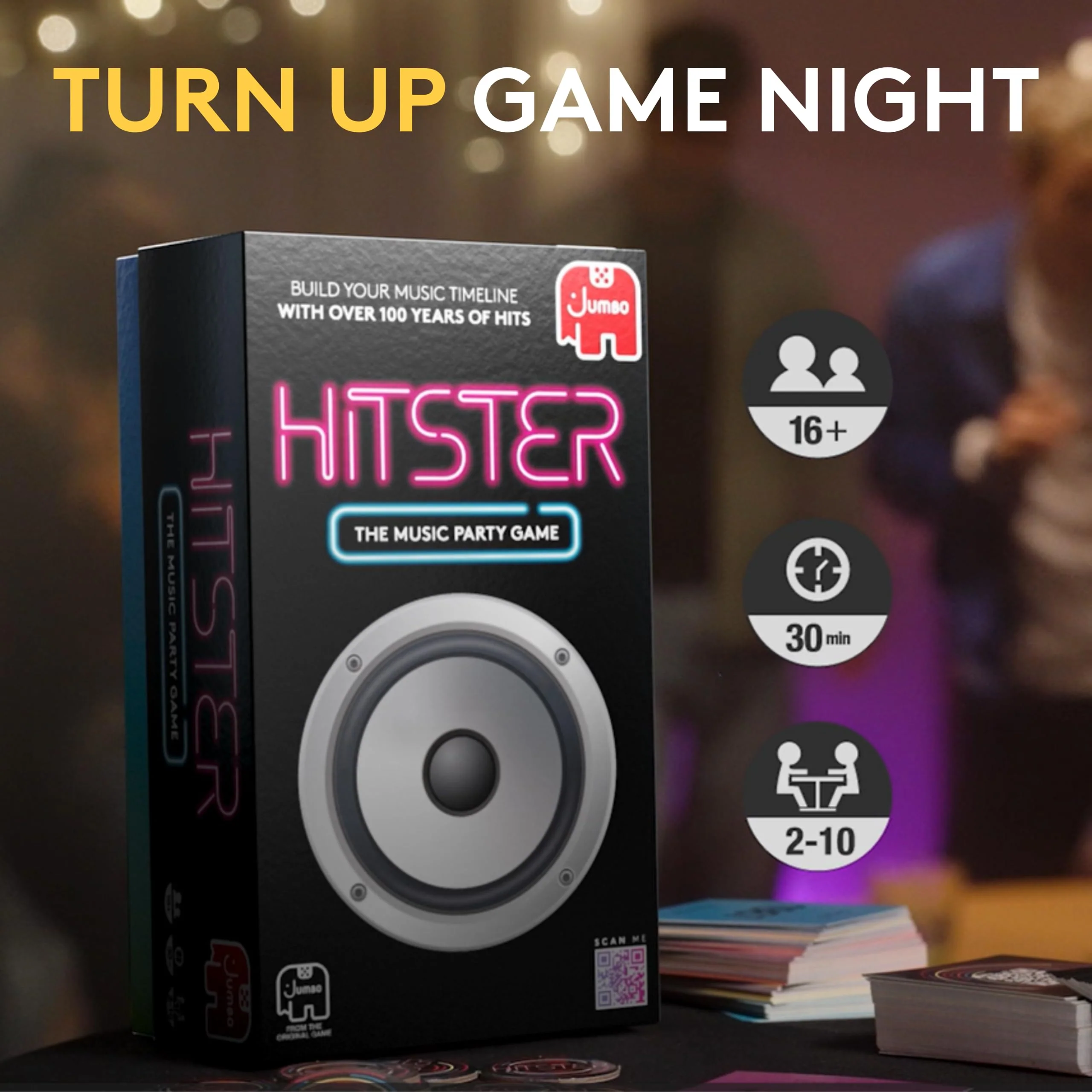 Jumbo Hitster - The Music Party Board Game, Card Game, Funny Music Quiz Game, 2-10 Players - 300 Plus Iconic Hits - Ideal for Game Nights for Adults and Families (US Edition) - Image 6