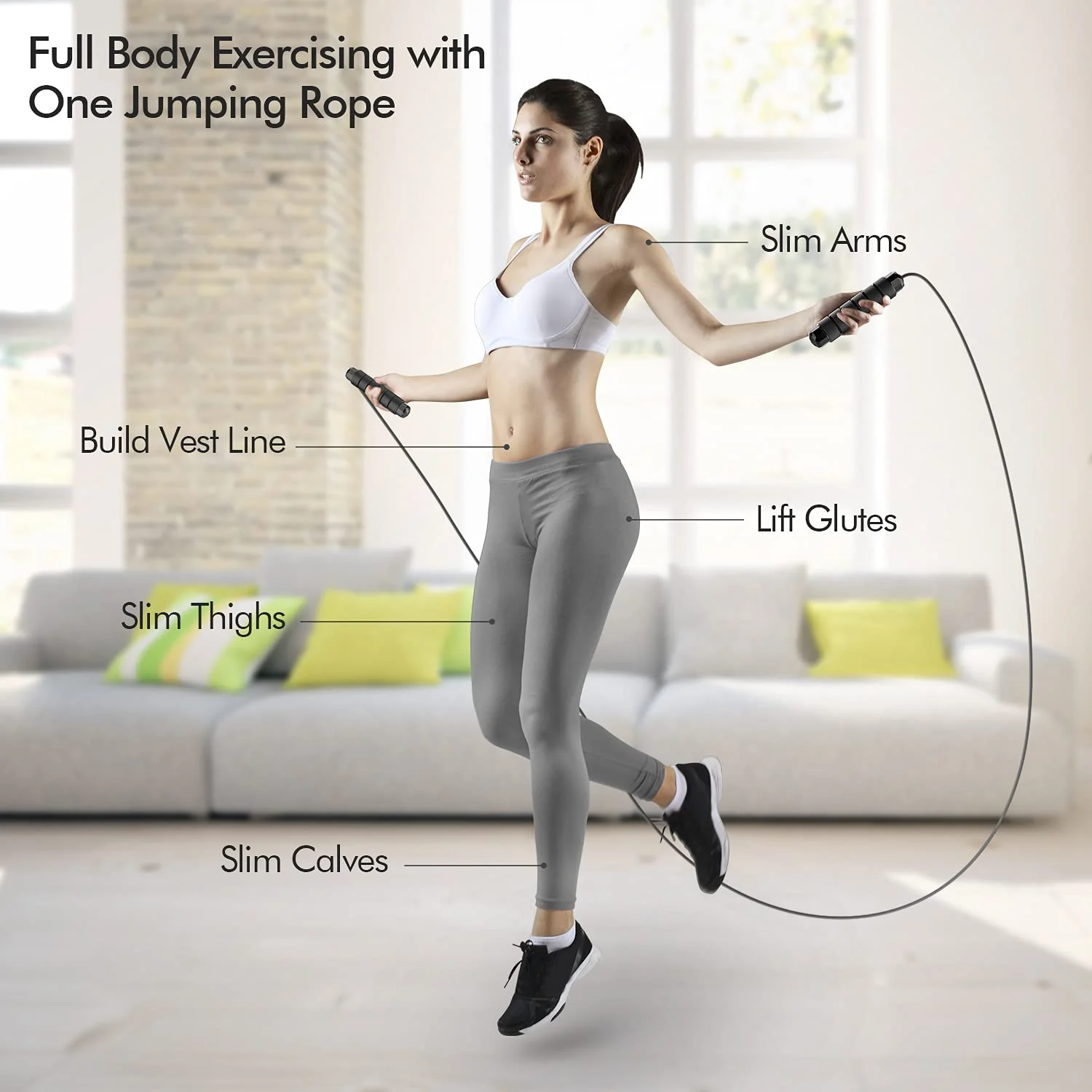 Jump Rope, Tangle-Free Rapid Speed Cable with Ball Bearings for Women, Men, and Kids, Adjustable Steel Workout with Foam Handles for Fitness, Home Exercise & Slim Body (Black+Red). - Image 2