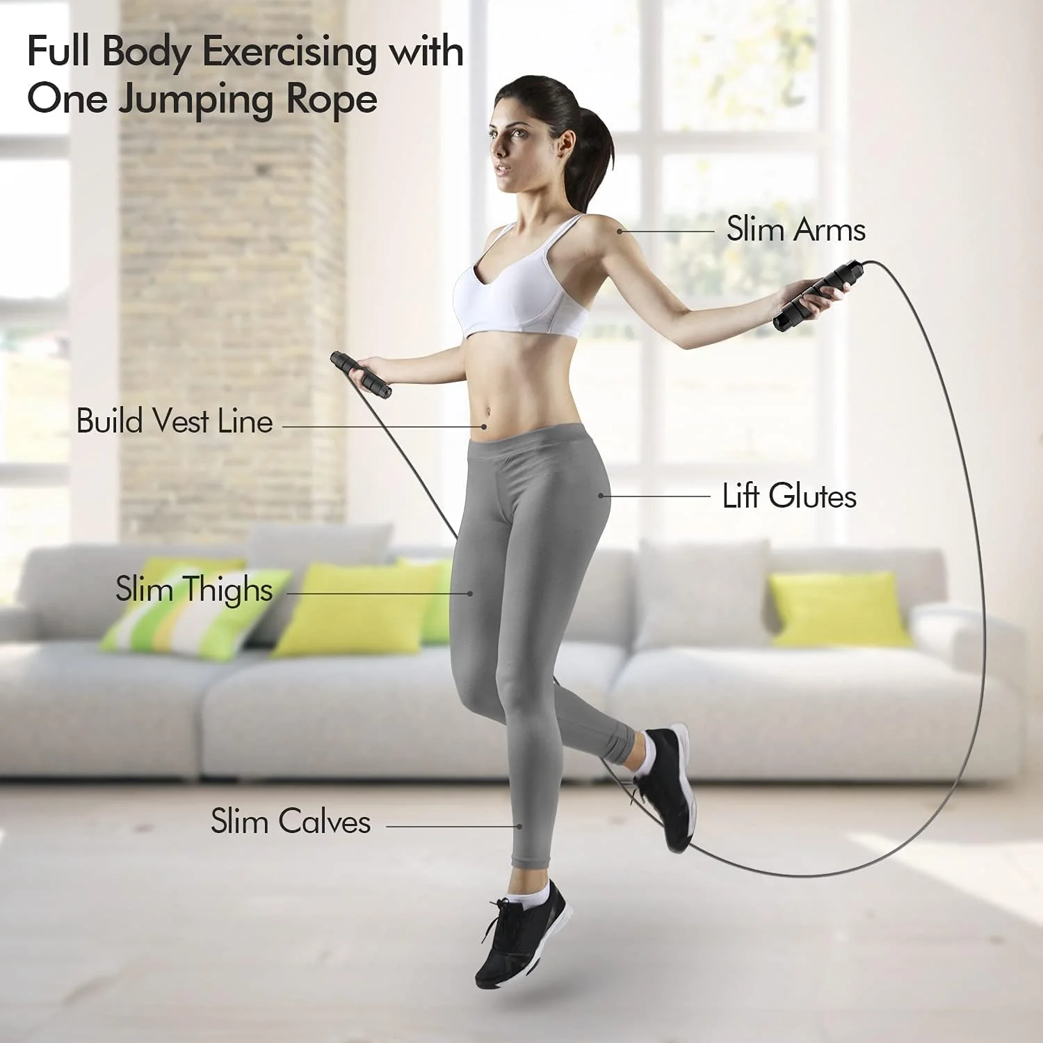 Jump Rope, Tangle-Free Rapid Speed Jumping Rope Cable with Ball Bearings for Women, Men, and Kids, Adjustable Steel Jump Rope with Foam Handles for Home Gym Exercise Fitness Workout Equipment & Slim Body - Image 2