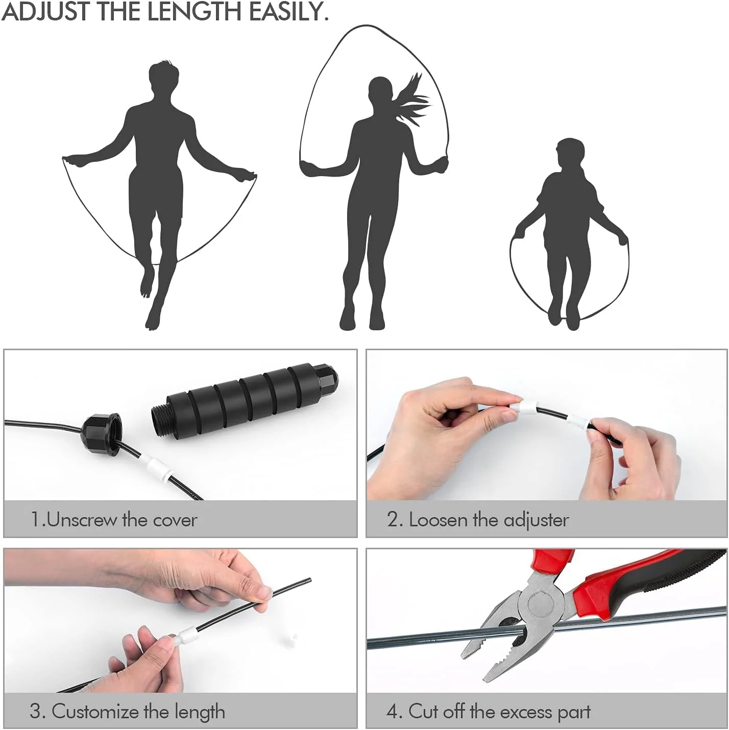Jump Rope, Tangle-Free Rapid Speed Jumping Rope Cable with Ball Bearings for Women, Men, and Kids, Adjustable Steel Jump Rope with Foam Handles for Home Gym Exercise Fitness Workout Equipment & Slim Body - Image 5