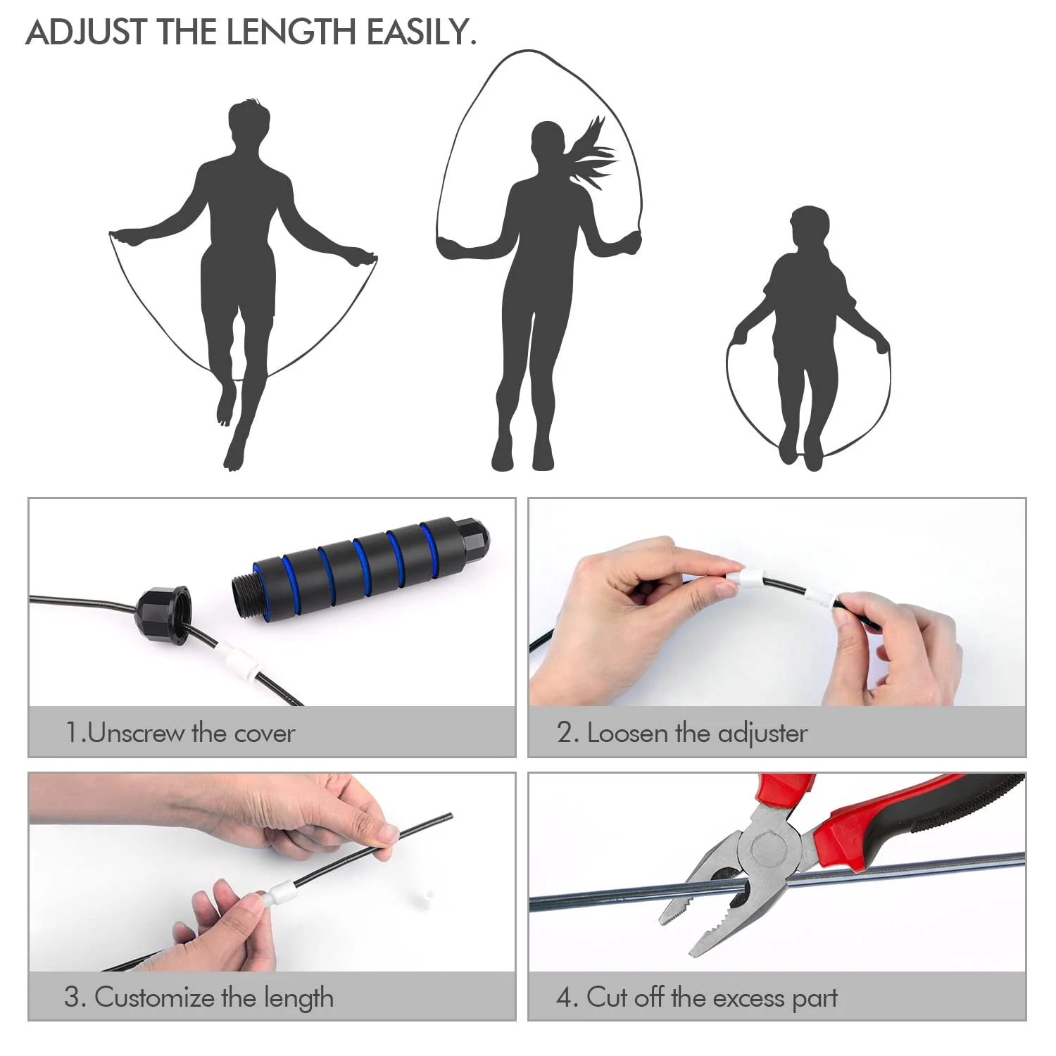 Jump Rope, Tangle-Free Rapid Speed Jumping Rope Cable with Ball Bearings for Women, Men, and Kids, Adjustable Steel Jump Rope Workout with Foam Handles for Fitness,1 Pck,Blue - Image 4
