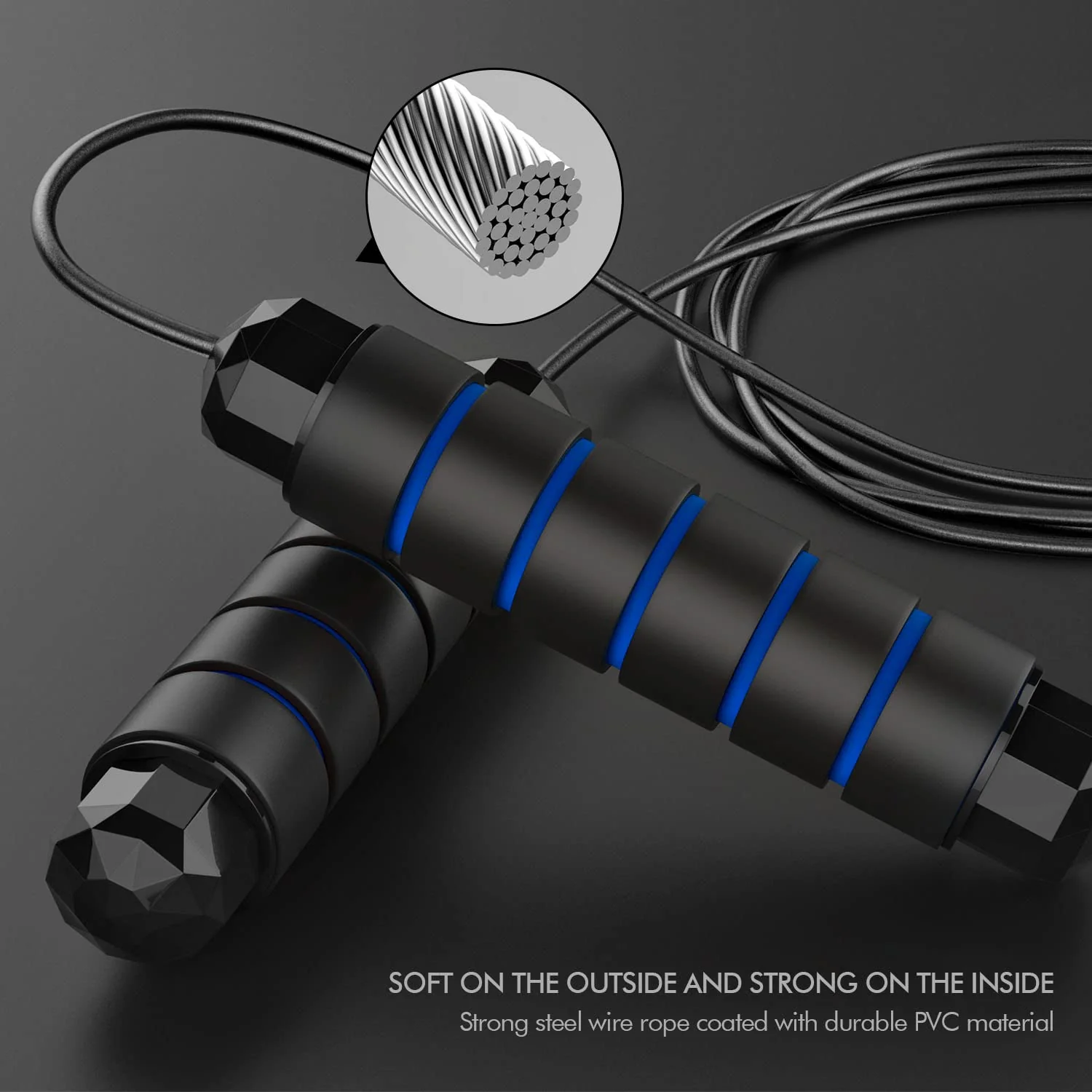 Jump Rope, Tangle-Free Rapid Speed Jumping Rope Cable with Ball Bearings for Women, Men, and Kids, Adjustable Steel Jump Rope Workout with Foam Handles for Fitness,1 Pck,Blue - Image 5