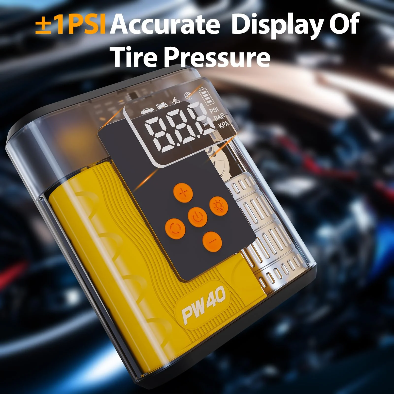 Jump Starter with Air Compressor, 4000A Peak Car Battery Charger, 200 PSI Tire Inflator, Heavy Duty Power Pack for Up to 9.0L Gas, 8.0L Diesel Engines, LED Light, USB Ports, Emergency Road Kit - Image 3