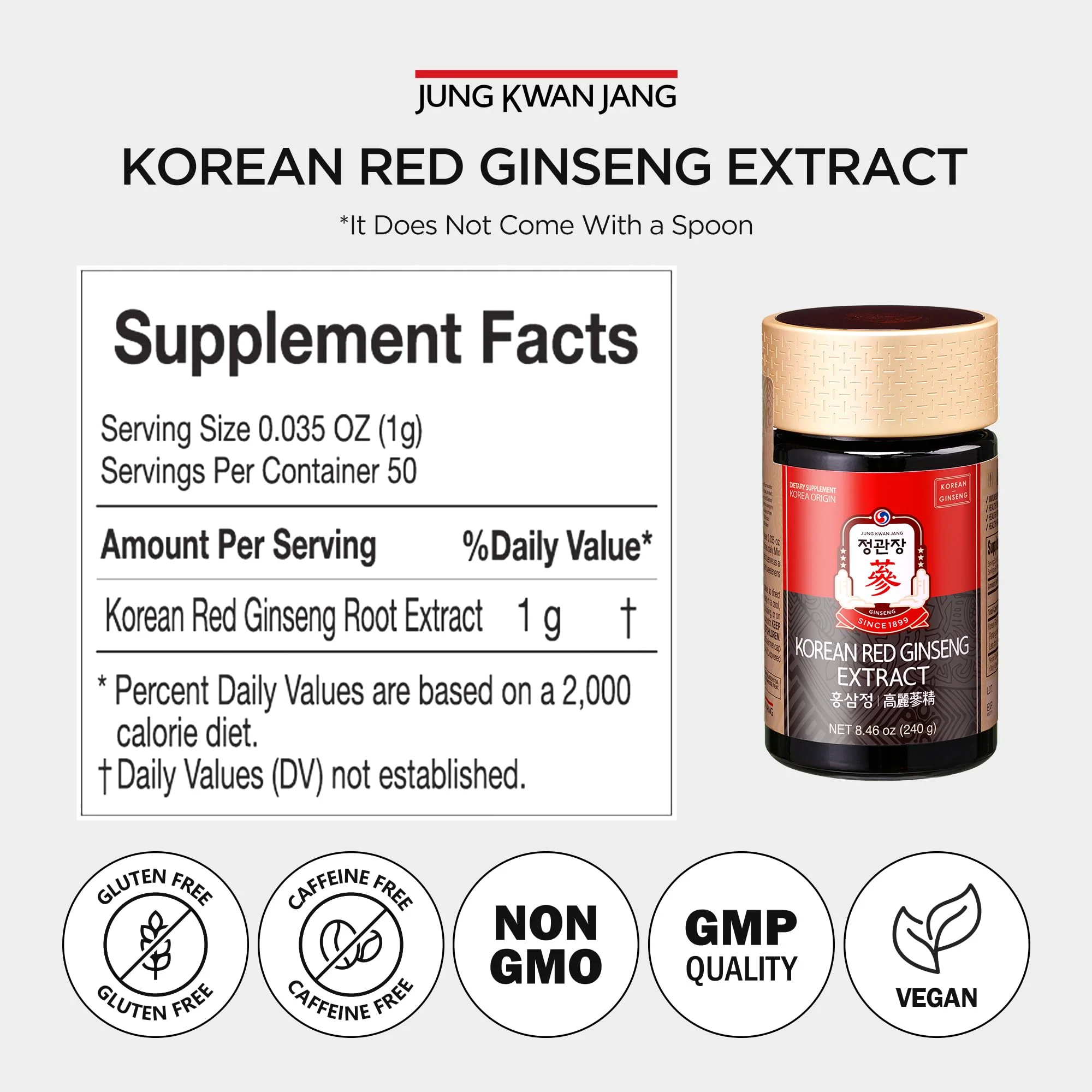 JUNG KWAN JANG Korean Red Ginseng Concentrated Extract 120g, Premium Korean Ginseng Roots, Immune System Booster, Energy Stamina, Antioxidants Healthy Memory, Blood Circulation - Image 2
