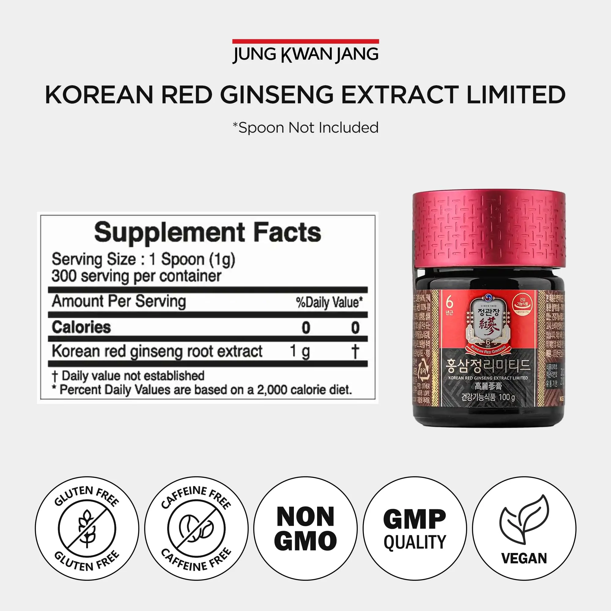 JUNG KWAN JANG Korean Red Ginseng Extract Limited 100g Jar | Ginseng Supplement, Ginseng Tea | Energy Boost,Stamina, Immune Support | 100% Korean Red Ginseng Extract | Vegan Friendly | 100g - Image 2
