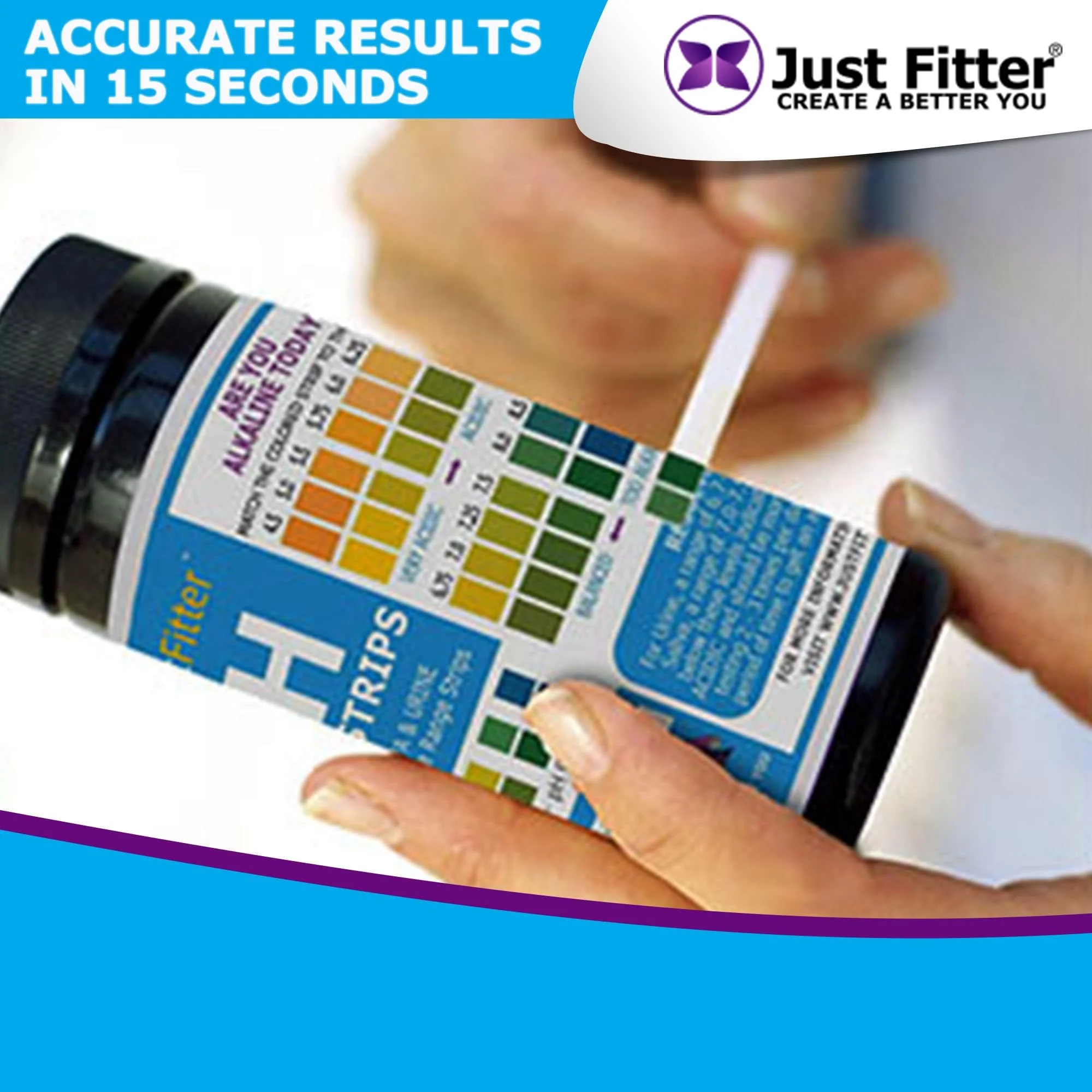 Just Fitter pH Test Strips for Testing Alkaline and Acid Levels in the Body. Track & Monitor Your pH Level Using Saliva and Urine. Get Highly Accurate Results in Seconds. - Image 4