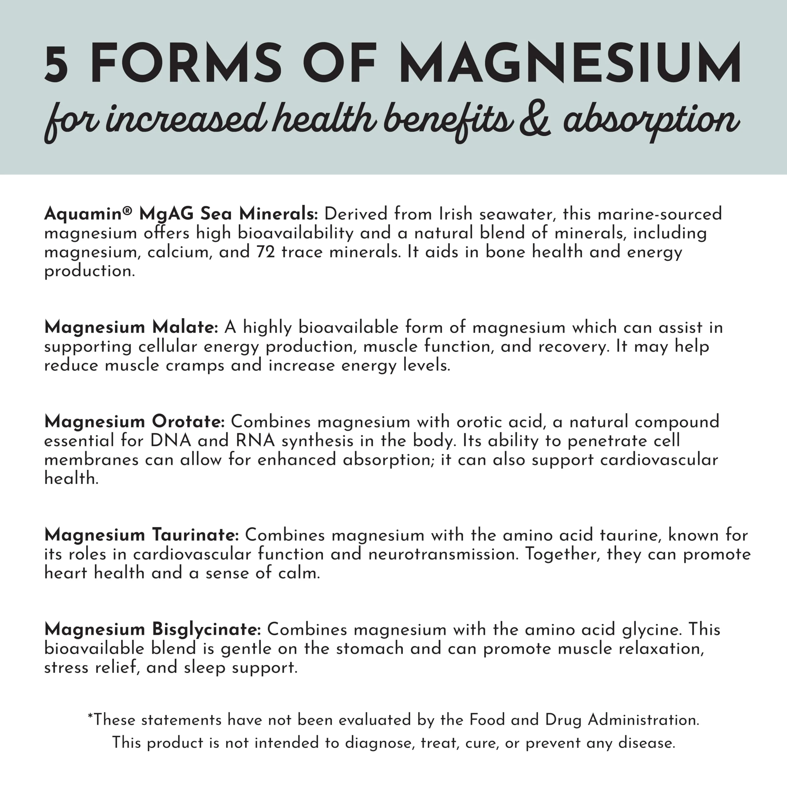 Just Ingredients Magnesium Complex - Five Bioavailable Forms for Relaxation, Sleep, Mood Support - 60 Capsules - Image 5
