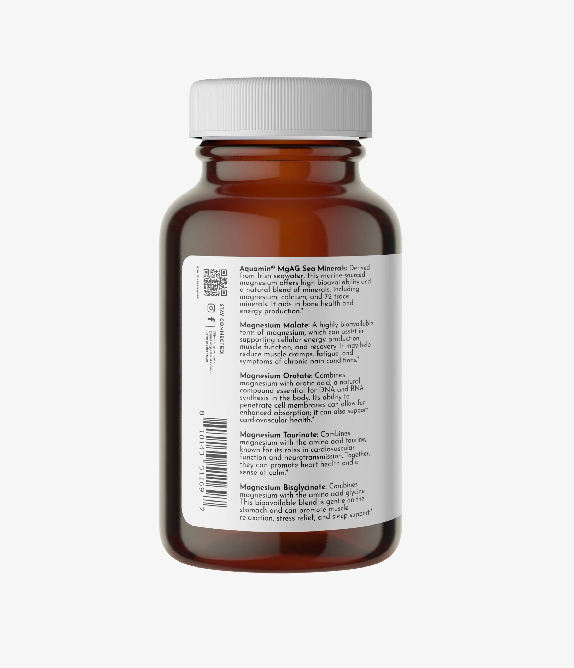 Just Ingredients Magnesium Complex - Five Bioavailable Forms for Relaxation, Sleep, Mood Support - 60 Capsules - Image 8