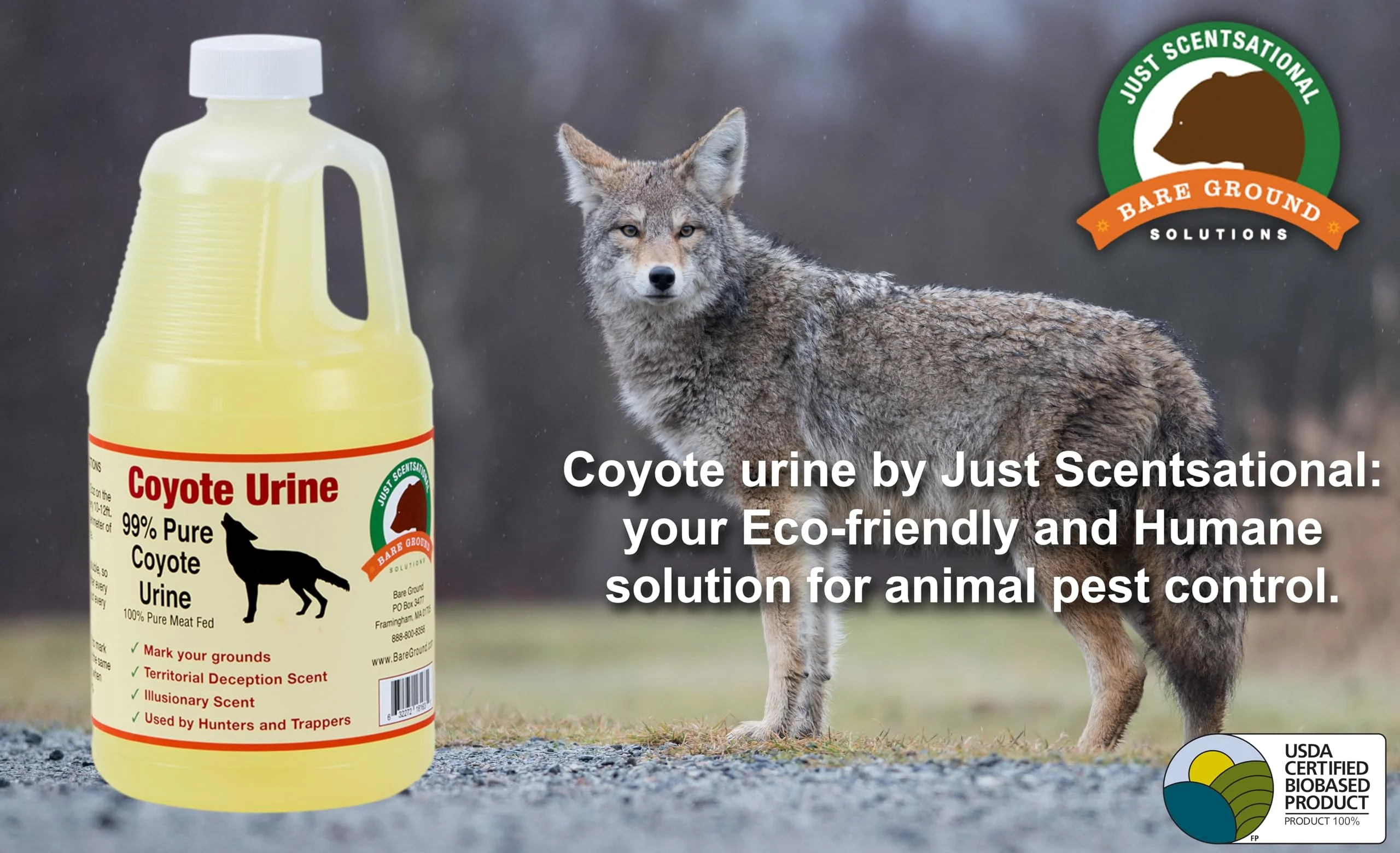 Just Scentsational RS-64 Coyote Urine for Gardens, Hunters, and Trappers, 64 oz (2 Quarts) - Image 2