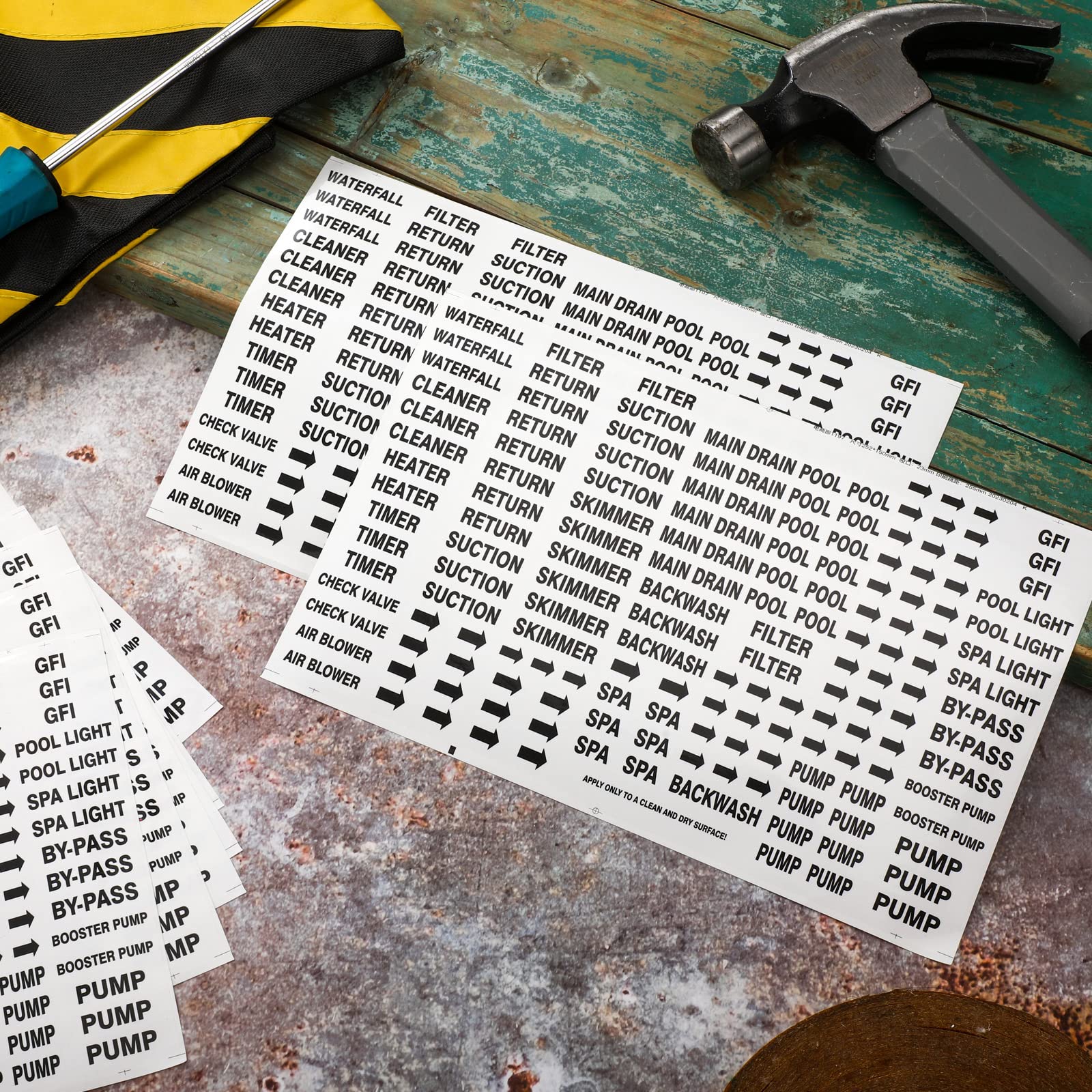 Jutom 2500 Pcs Pool Equipment Identification Labels Waterproof Sticker for Swimming Pool, Plumbing, and Piping, Easily Mark Different Equipment of Your System, 125 Adhesive Labels Each Sheet(White) - Image 2