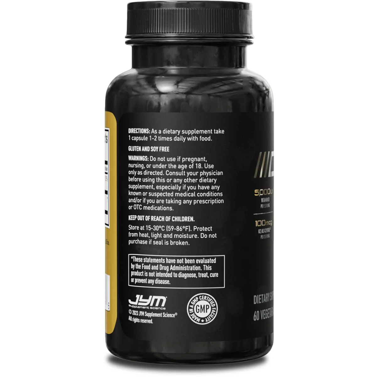 JYM D3 + K2 with 5000iu D3 & 100mcg of Vitamin K2 as MK-7, Bone, Cardiovascular + Immune Health for Men & Women, Softgel - Image 2
