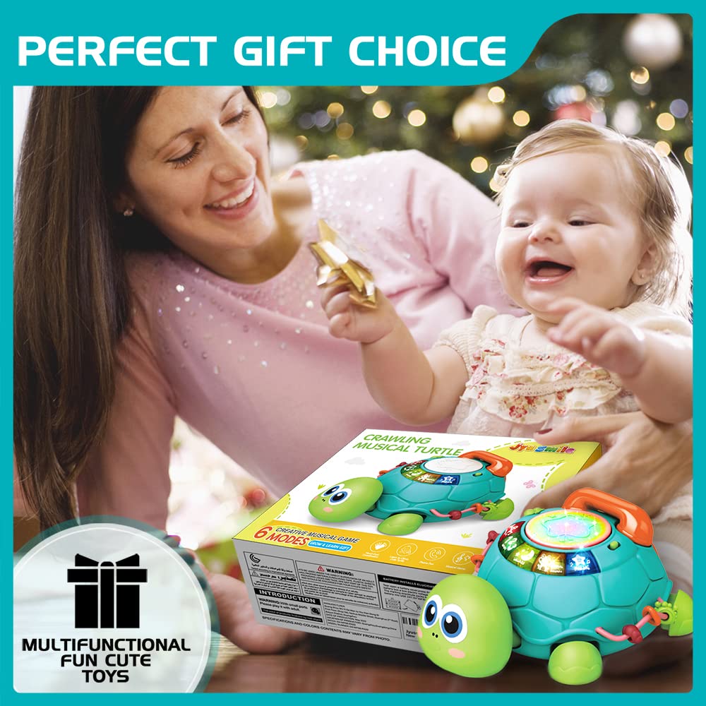 Jyusmile Baby Toys 6 to 12 Months, Musical Turtle Crawling Infant Toys, Early Learning Educational Toy with Light & Sound, Christmas Birthday Gifts for Boy Girl 7 8 9 10 11 Month 0-1 Year Old - Image 2
