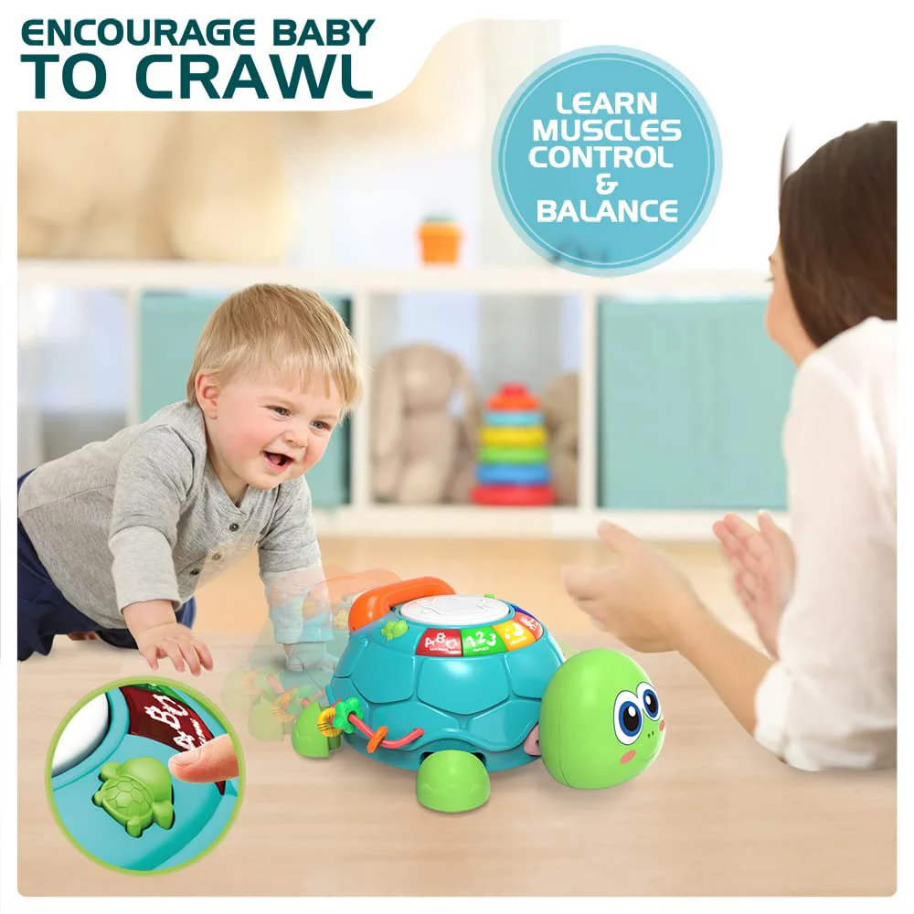 Jyusmile Baby Toys 6 to 12 Months, Musical Turtle Crawling Infant Toys, Early Learning Educational Toy with Light & Sound, Christmas Birthday Gifts for Boy Girl 7 8 9 10 11 Month 0-1 Year Old - Image 6