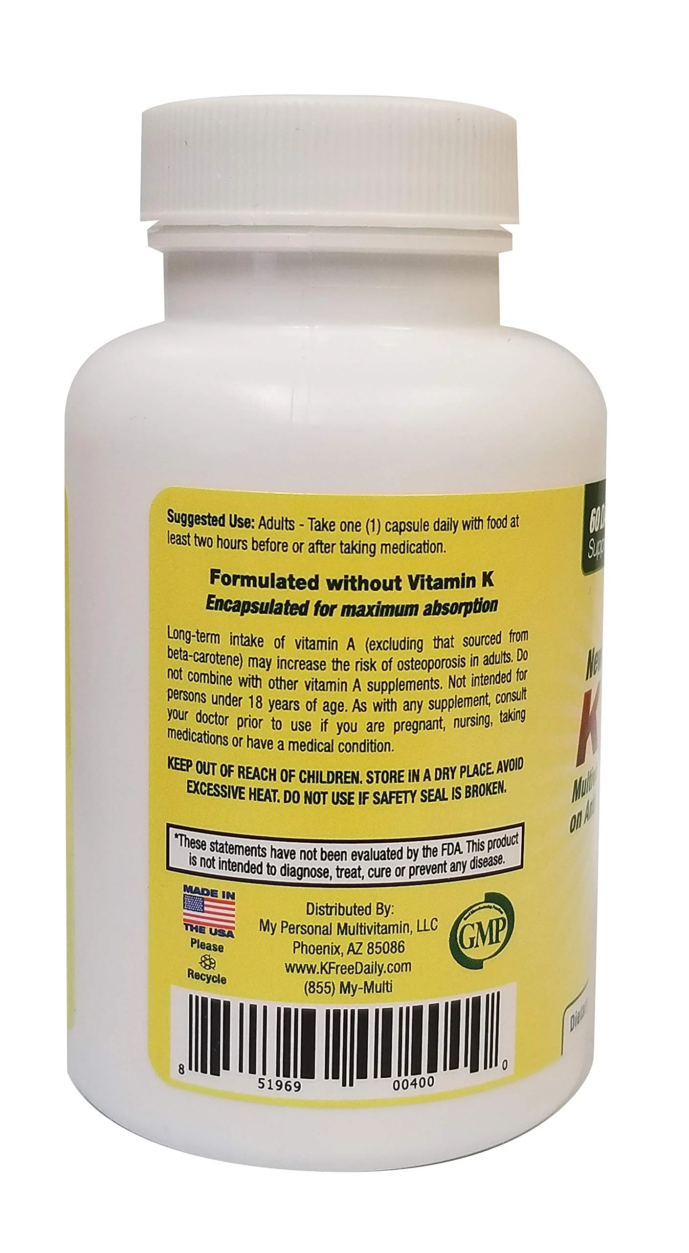 K Free Daily Multivitamin - No Vitamin K - Safe for People on Blood Thinners - 60 Capsules (2 Months Supply) - Image 5