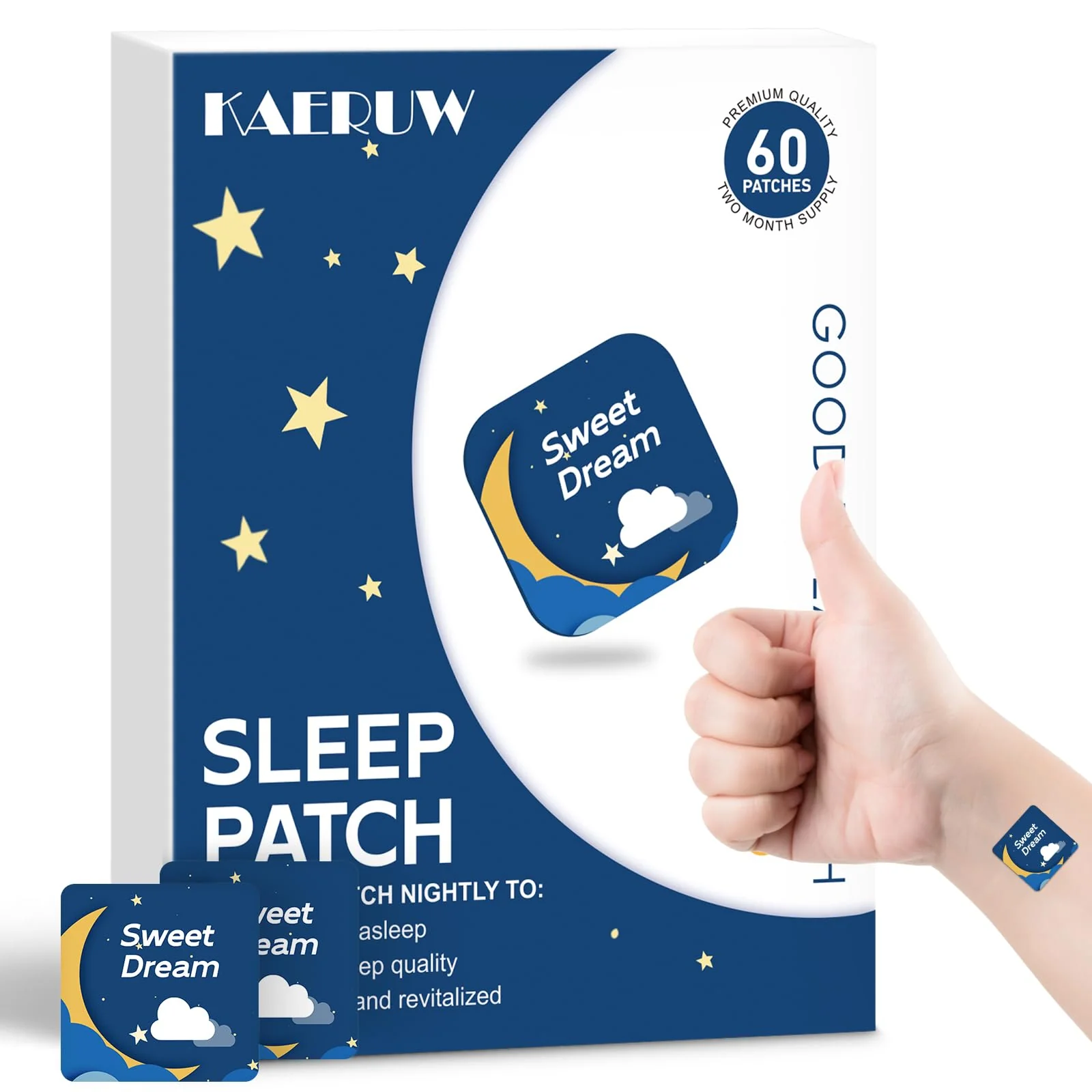 Kaeruw Sleep Patches for Adults with Magnesium and Sour Cherry Extract - Plant-Based Sleep Aid - Easy to use Suitable for Both Men and Women-1 Box 60 Count-Sleep 02
