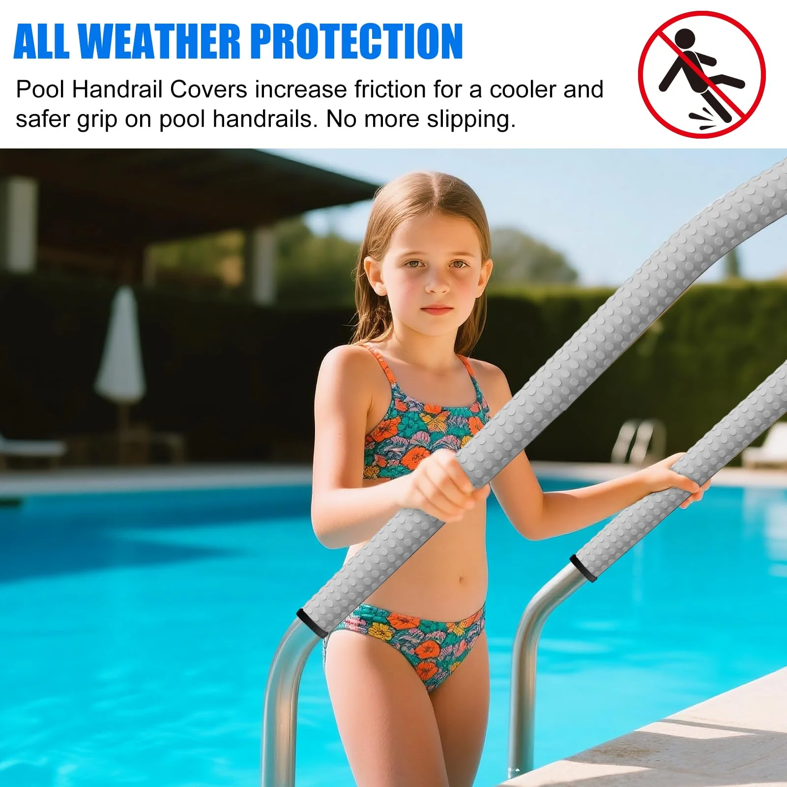 Kakolvan Swimming Pool Handrail Cover, Non-Slip Railing Handle Grip Covers with Zippers, Fit Most Above/Inground Pool Hand Rails, Cooling, Soft & Comfortable Touch Ladder Sleeve (4 Ft, 1 Pack) - Image 4