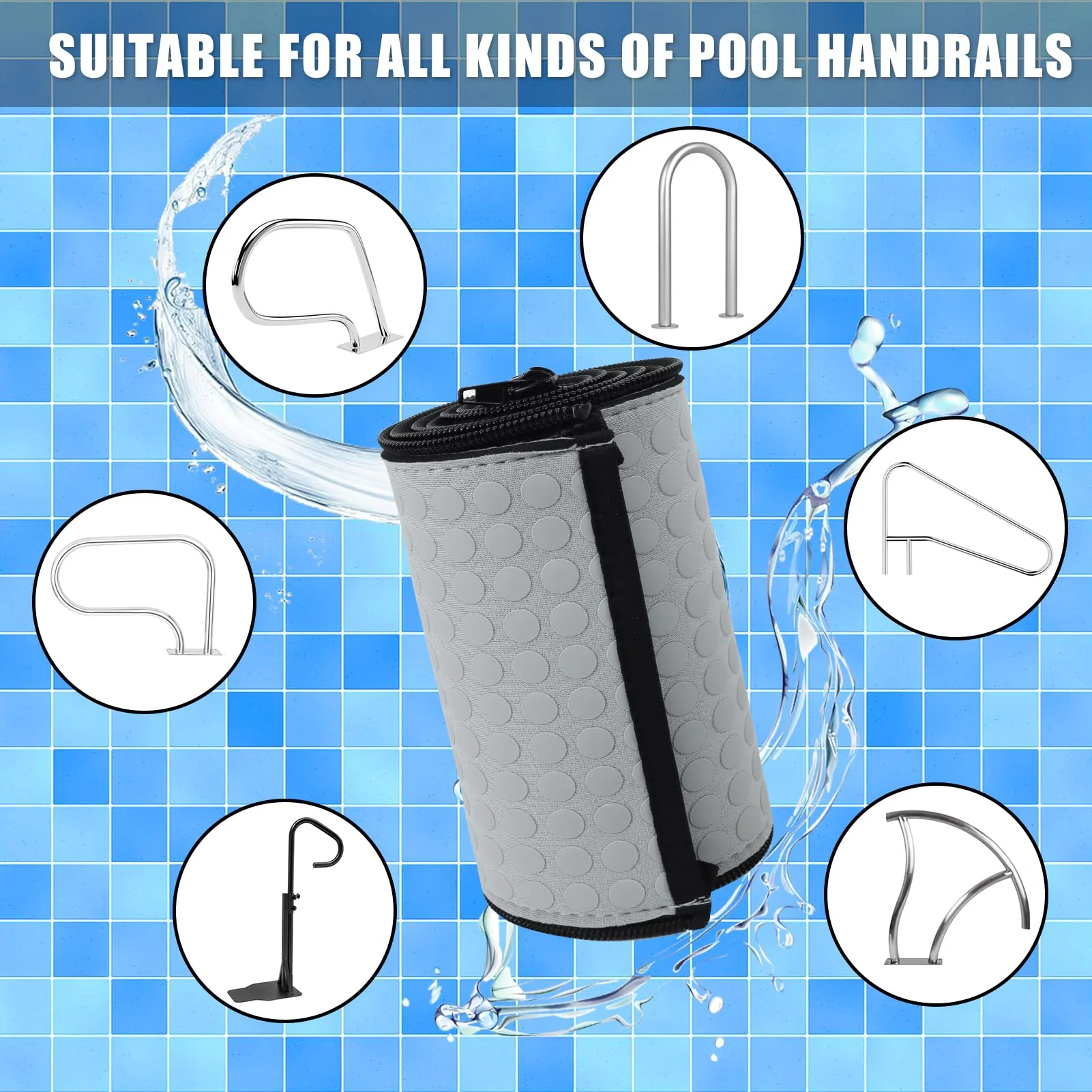 Kakolvan Swimming Pool Handrail Cover, Non-Slip Railing Handle Grip Covers with Zippers, Fit Most Above/Inground Pool Hand Rails, Cooling, Soft & Comfortable Touch Ladder Sleeve (4 Ft, 1 Pack) - Image 7